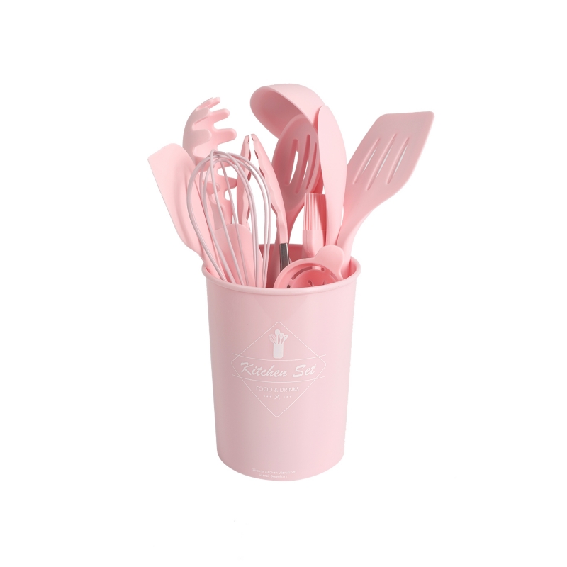 Foto 2 pulgar | Juego De Utensilios De Cocina De Silicona Rosa, 12 Piezas, De Primera Calidad - Venta Internacional.