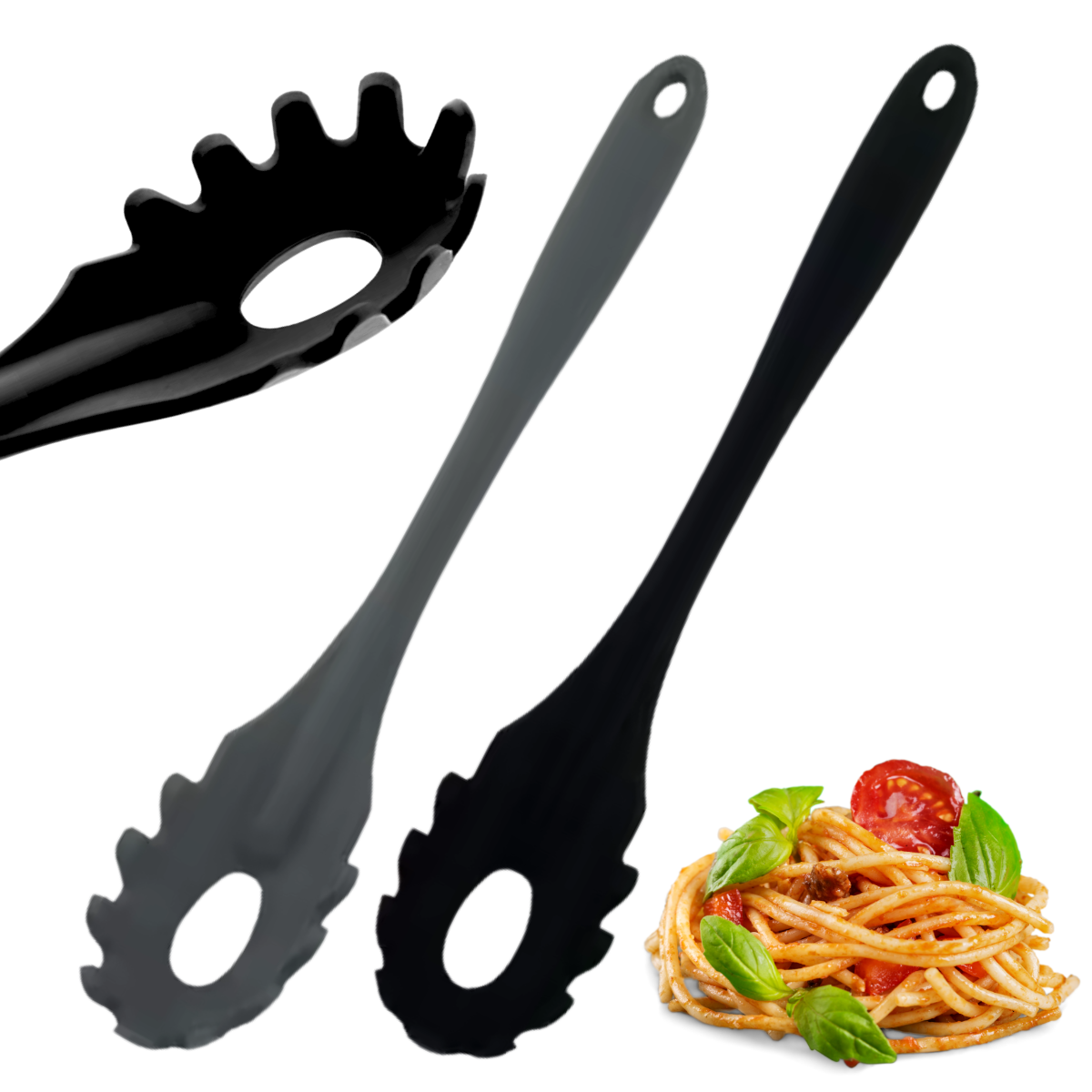 Foto 2 pulgar | Duo Cuchara Tenedor Silicona Flexible Pasta Fideos Ramen 2pz