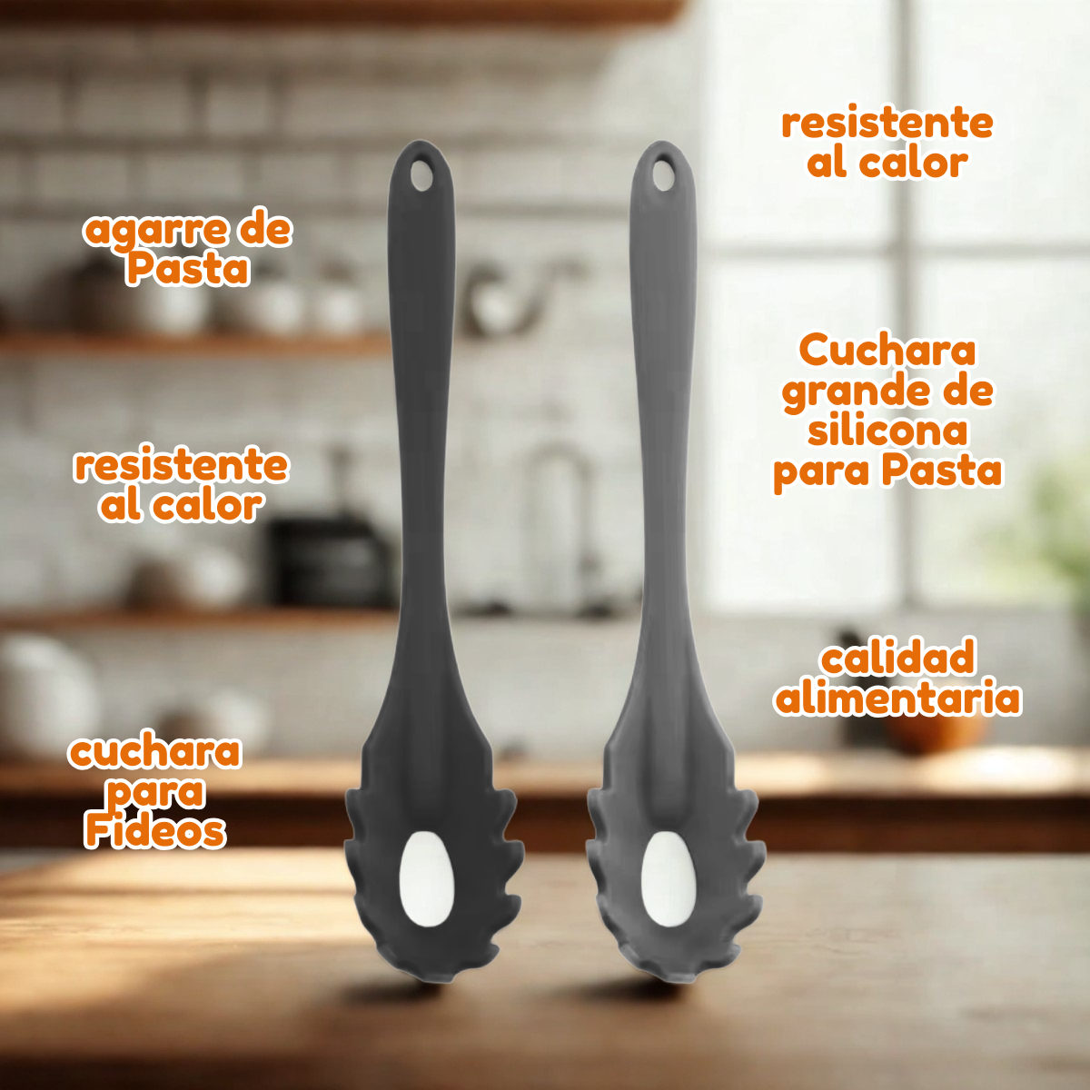 Foto 4 pulgar | Duo Cuchara Tenedor Silicona Flexible Pasta Fideos Ramen 2pz