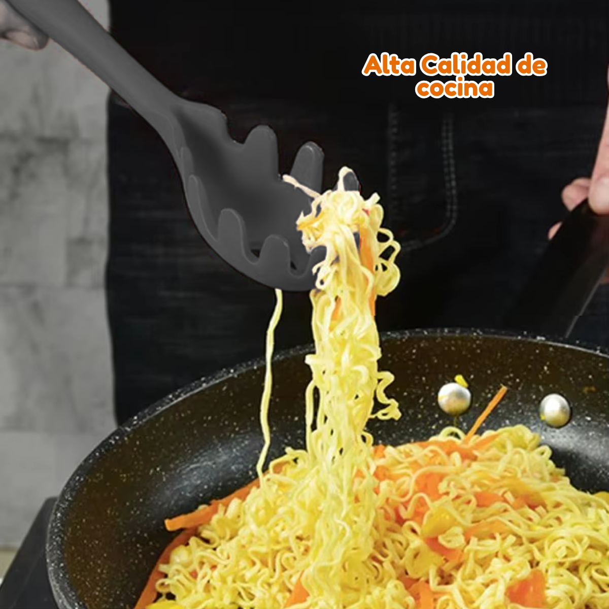 Foto 5 pulgar | Duo Cuchara Tenedor Silicona Flexible Pasta Fideos Ramen 2pz