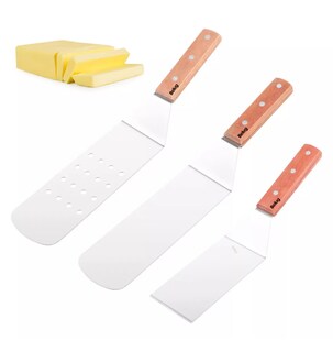 Foto 5 | 3pcs Espátula Volteadora Cocina Plancha Acero Inoxidable Belug, Plateado Y Marrón