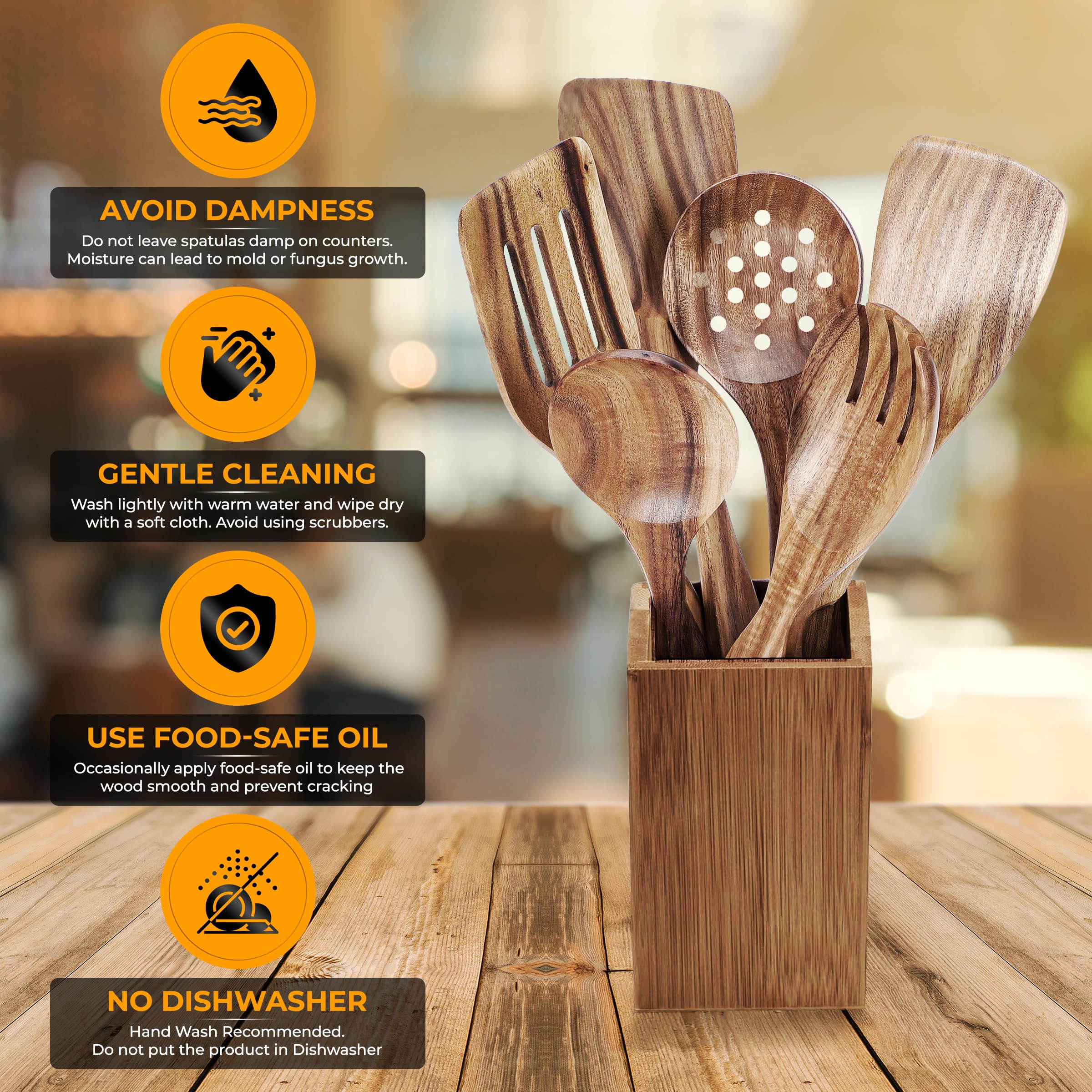 Foto 5 | Juego De Utensilios De Cocina Antiadherentes De Madera Shalinindia De 6 Piezas - Venta Internacional.