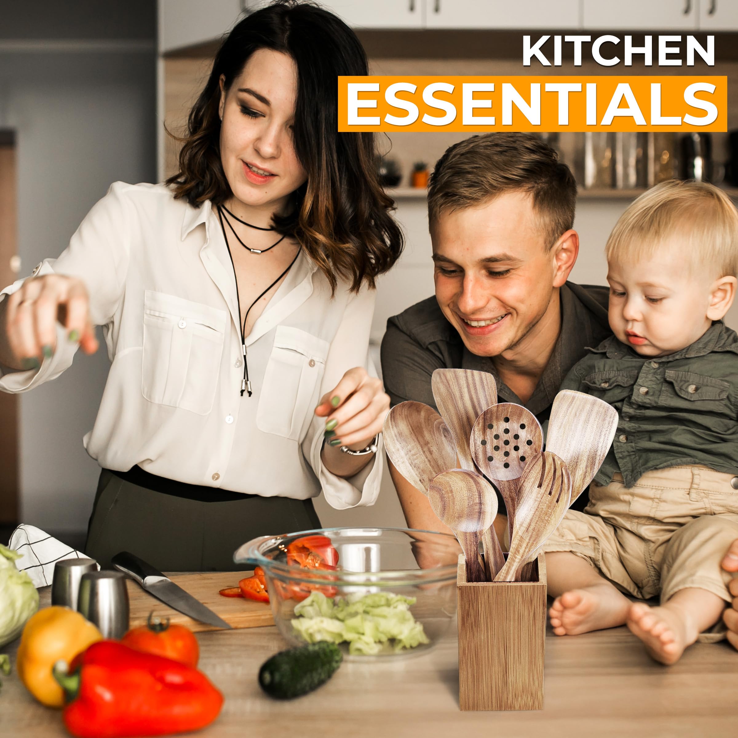 Foto 7 | Juego De Utensilios De Cocina Antiadherentes De Madera Shalinindia De 6 Piezas - Venta Internacional.