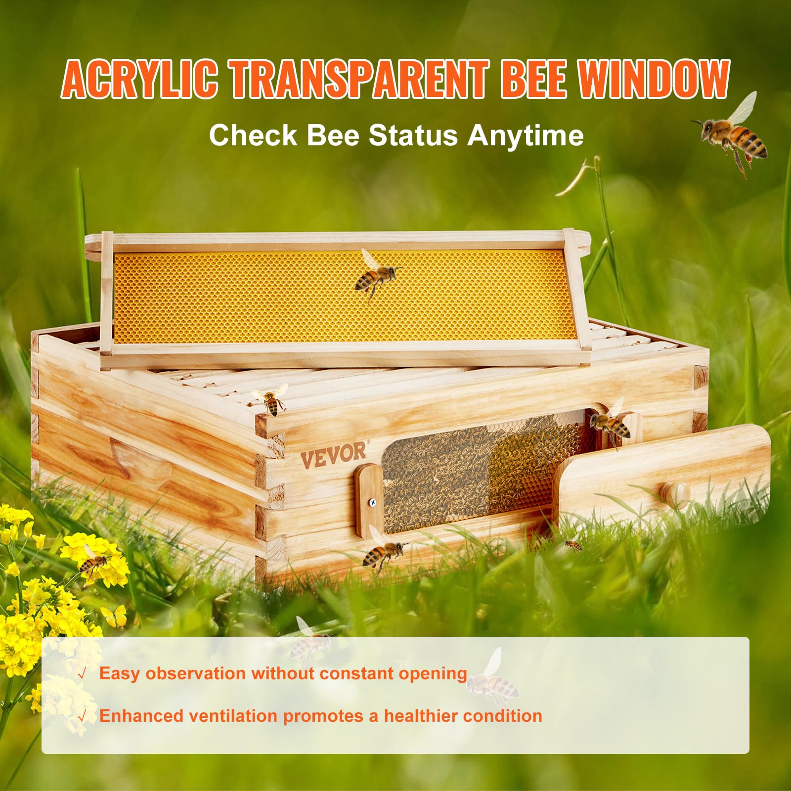 Foto 4 pulgar | Caja Para Colmenas Beehive Vevor, Tamaño Mediano, Tamaño Super Bee, De 10 Marcos, Con Ventanas - Venta Internacional.