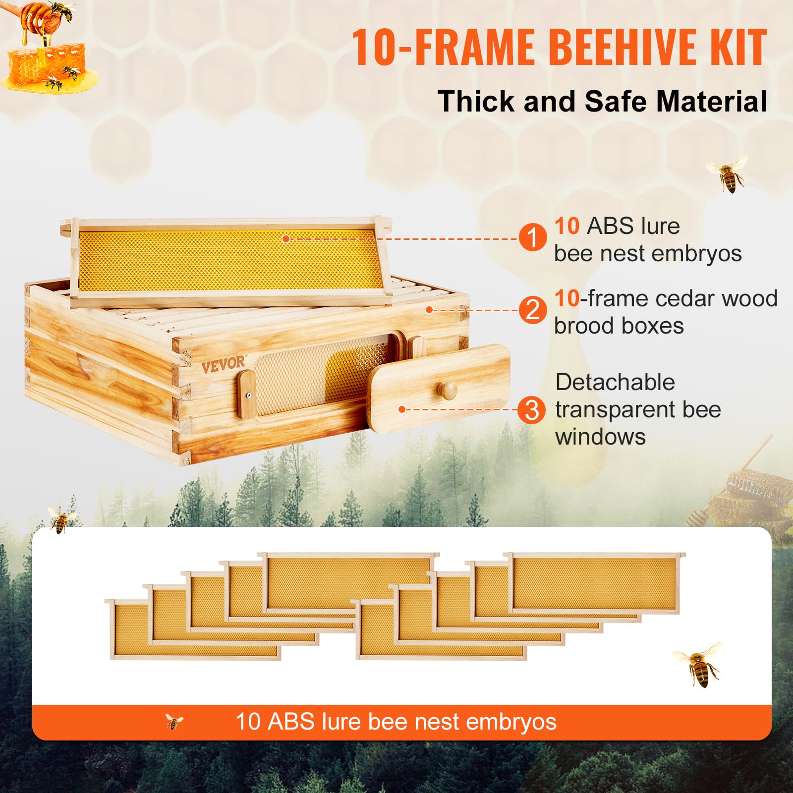Foto 6 | Caja Para Colmenas Beehive Vevor, Tamaño Mediano, Tamaño Super Bee, De 10 Marcos, Con Ventanas - Venta Internacional.