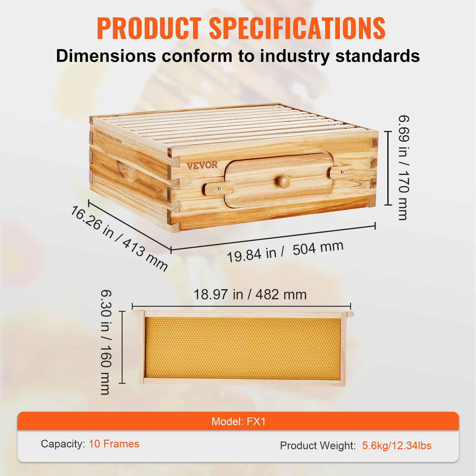Foto 7 | Caja Para Colmenas Beehive Vevor, Tamaño Mediano, Tamaño Super Bee, De 10 Marcos, Con Ventanas - Venta Internacional.