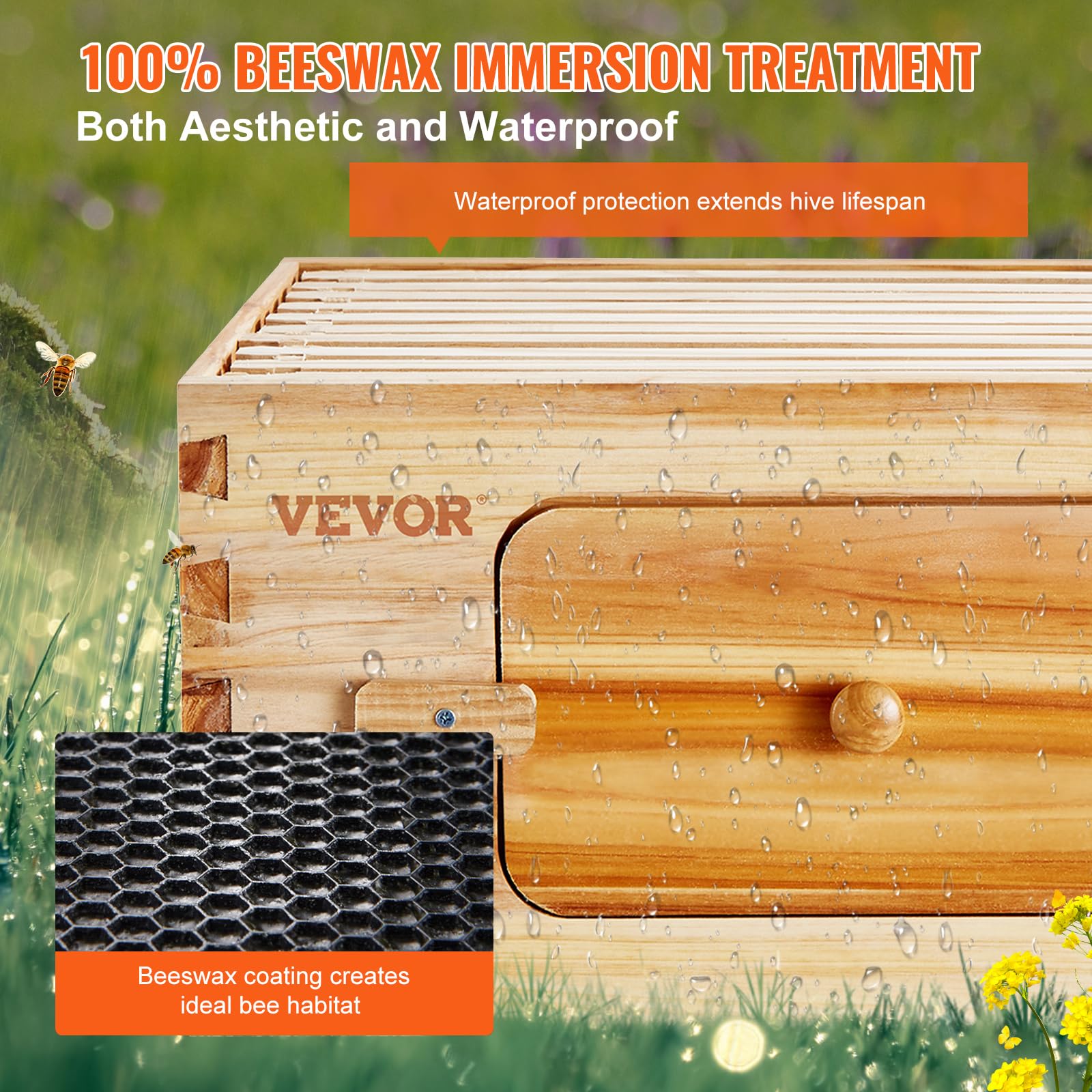 Foto 5 pulgar | Caja De Cría Beehive Vevor Langstroth De 10 Marcos De Profundidad Con Ventanas - Venta Internacional.