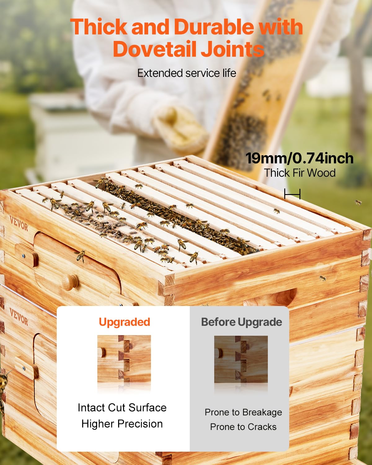 Foto 2 | Kit De Inicio Bee Hive Vevor De 10 Marcos Con 1 Caja Profunda Y 1 Caja Mediana - Venta Internacional.
