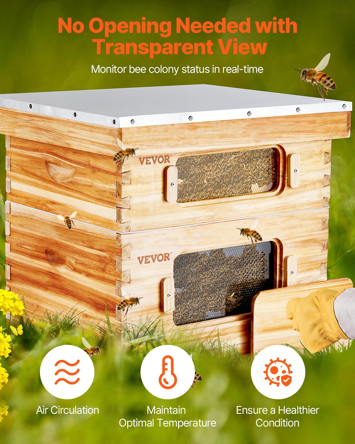 Foto 4 pulgar | Kit De Inicio Bee Hive Vevor De 10 Marcos Con 1 Caja Profunda Y 1 Caja Mediana - Venta Internacional.