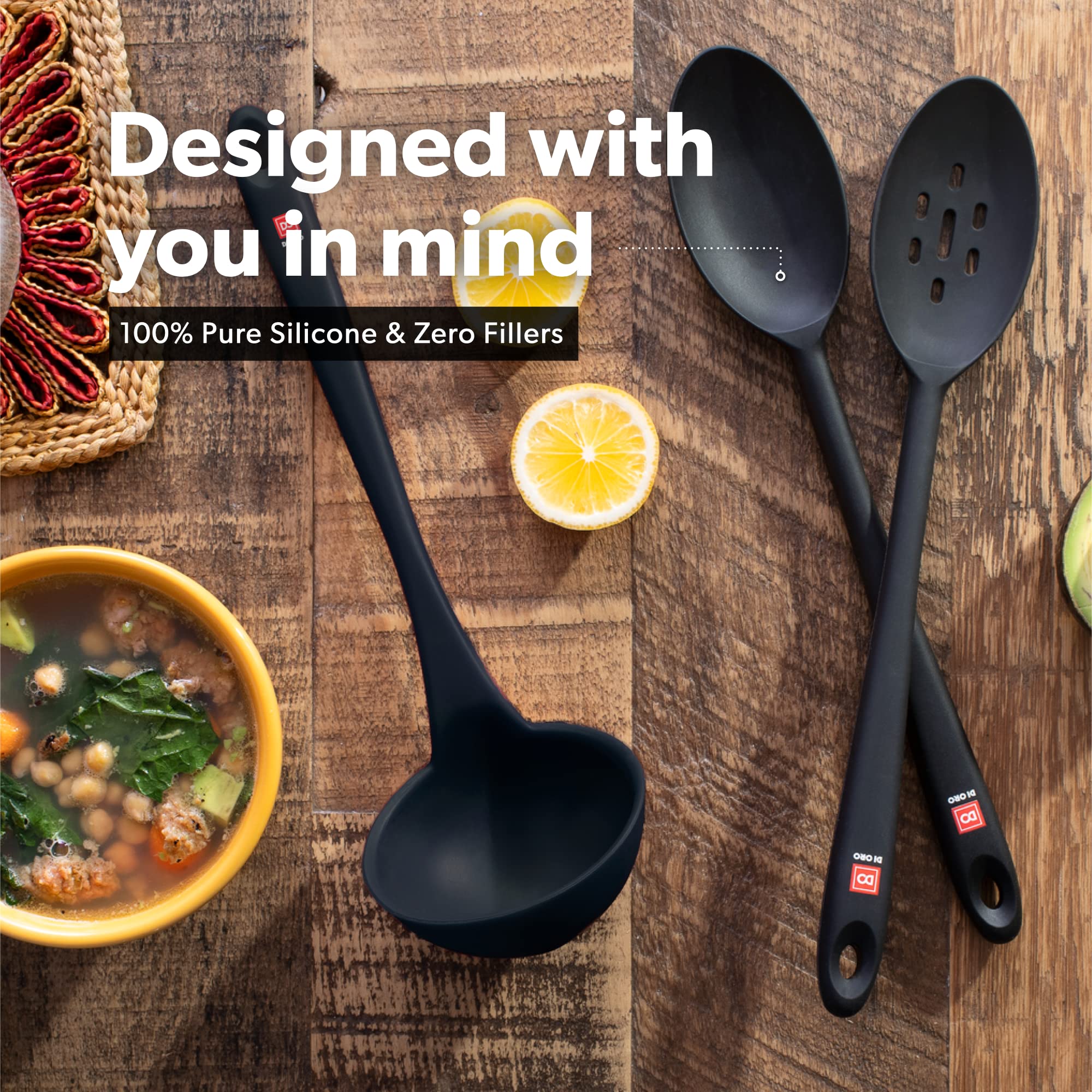 Foto 4 pulgar | Utensil Set Di Oro Con Cucharones Y Cucharas De Silicona Para Cocinar - Venta Internacional.