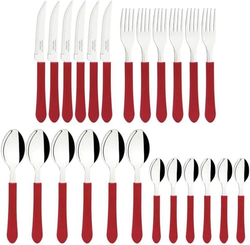 Juego De Cubiertos Tramontina Leme 25 Pzas Rojo