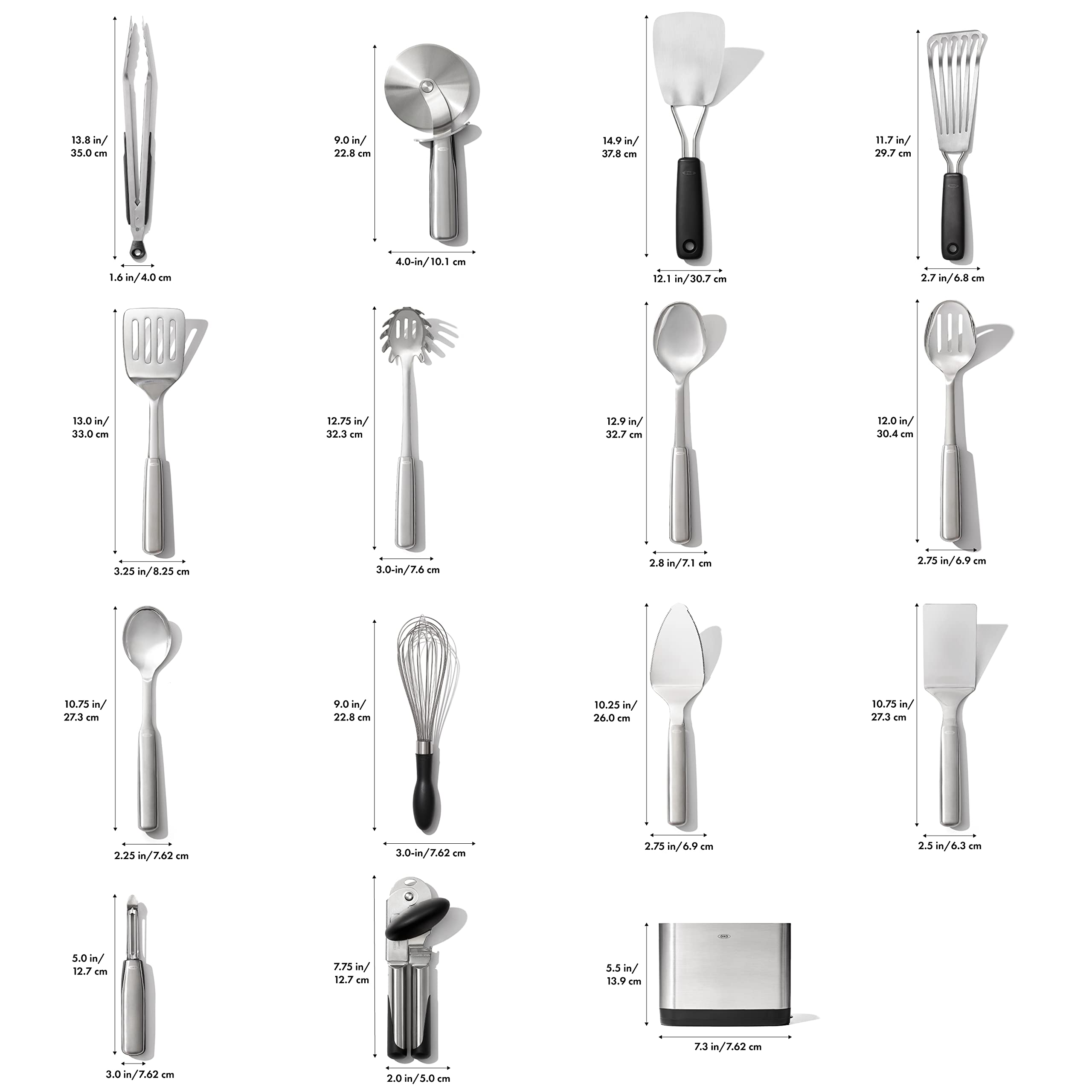 Foto 2 | Juego De Utensilios Oxo Steel De 15 Piezas De Acero Inoxidable Con Soporte - Venta Internacional.
