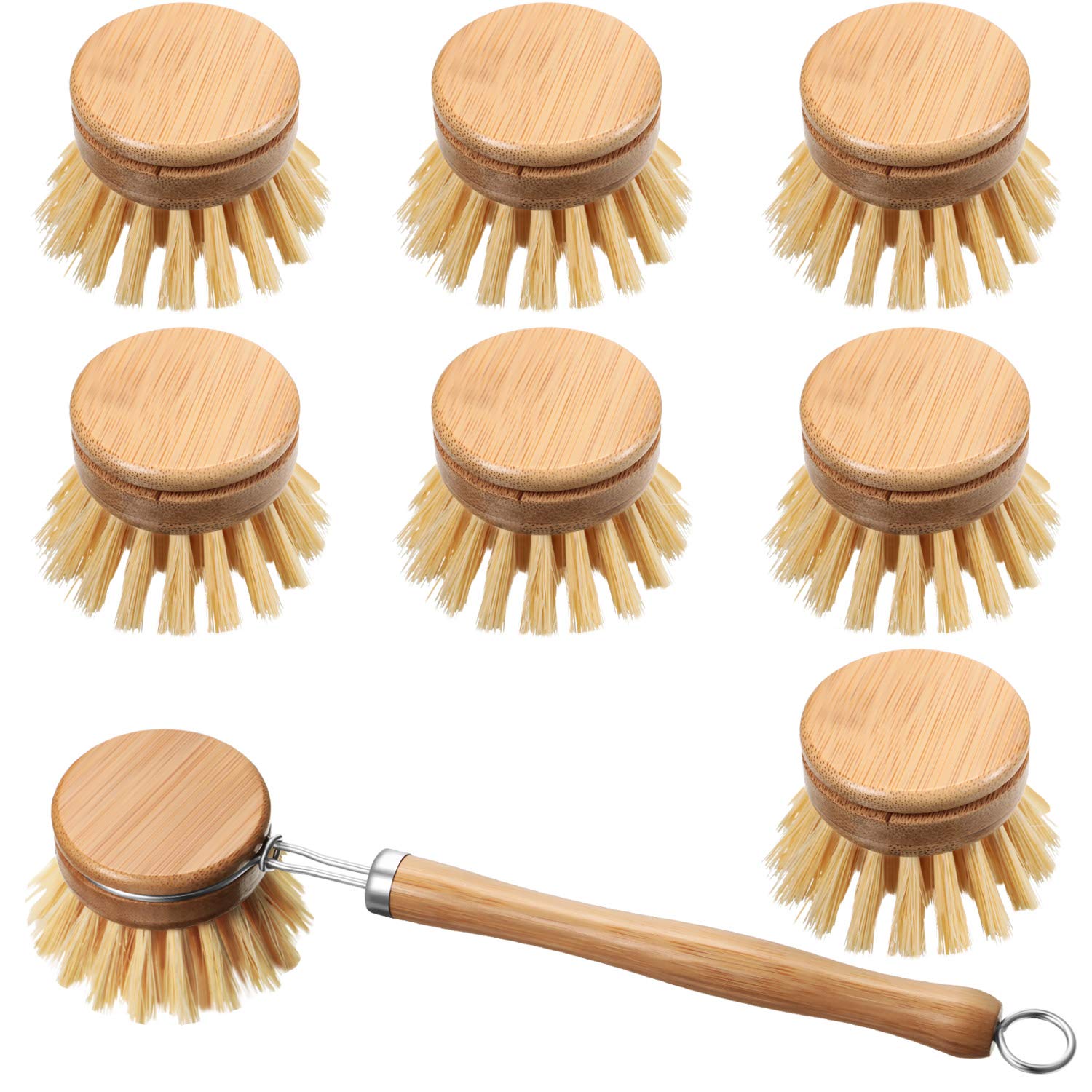 Foto 1 | Cepillo Patelai De Madera Para Platos De Cocina Con Exfoliante De Bambú Y 7 Cabezales - Venta Internacional.