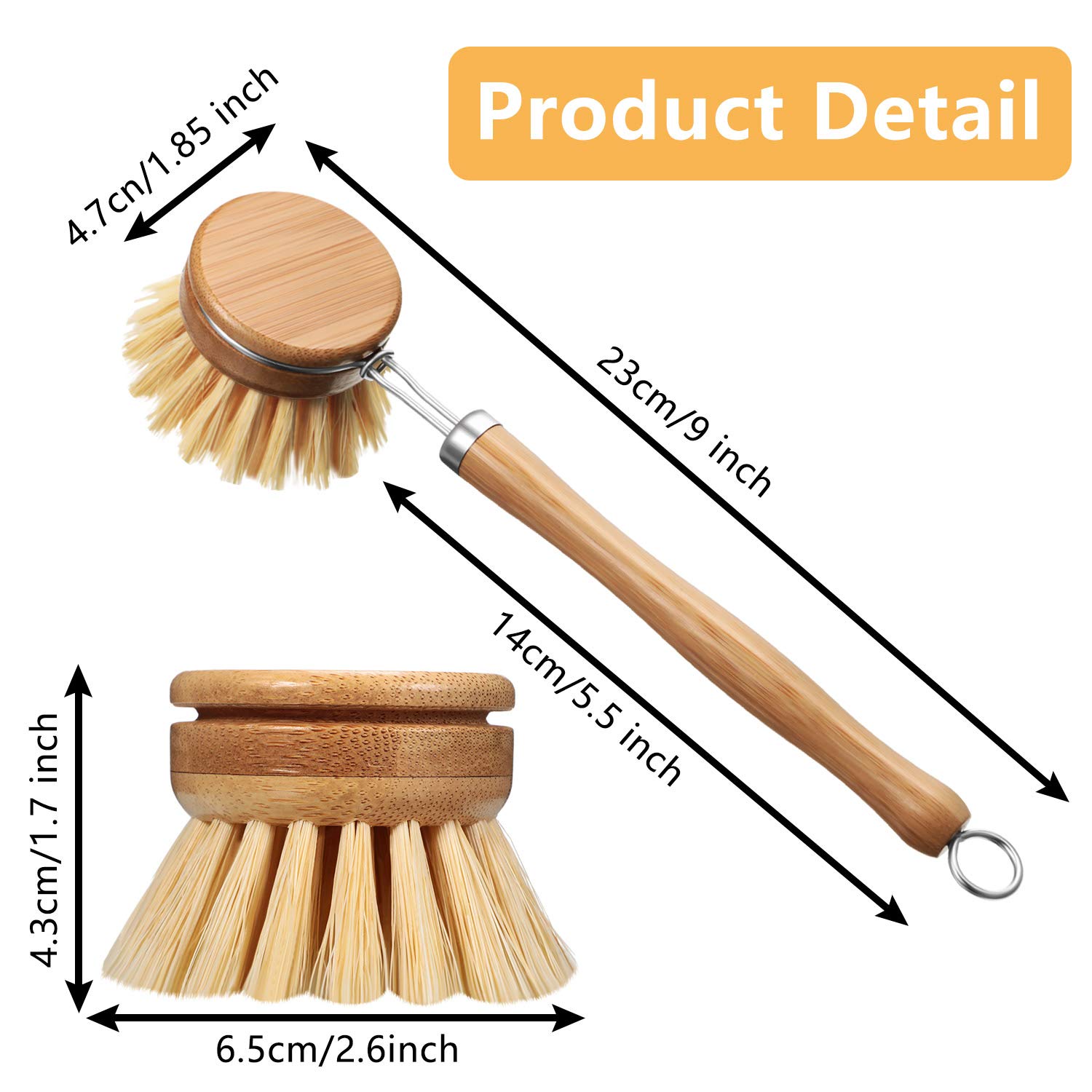 Foto 2 | Cepillo Patelai De Madera Para Platos De Cocina Con Exfoliante De Bambú Y 7 Cabezales - Venta Internacional.
