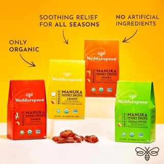 Foto 3 | Honey Drops Wedderspoon, Miel Orgánica De Manuka Y Equinácea, 20 Unidades - Venta Internacional.