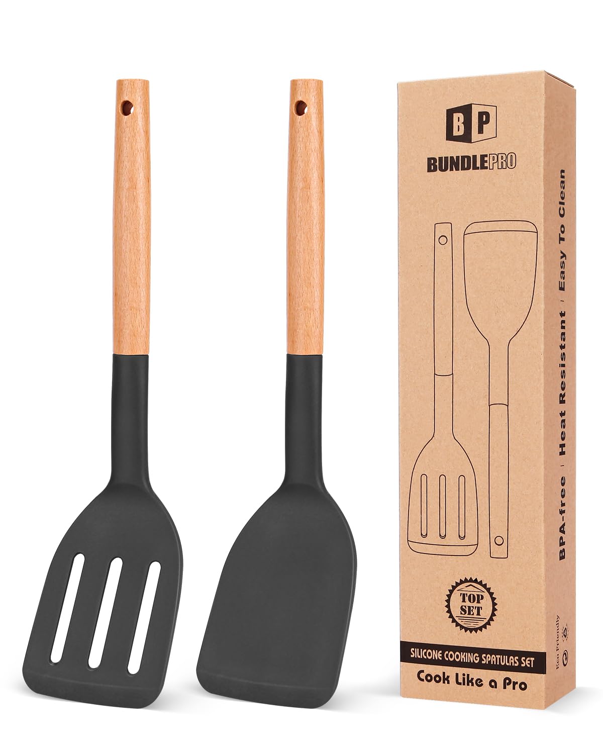 Foto 1 | Espátula De Cocina Bundlepro De Silicona Resistente Al Calor, Juego De 2 - Venta Internacional.