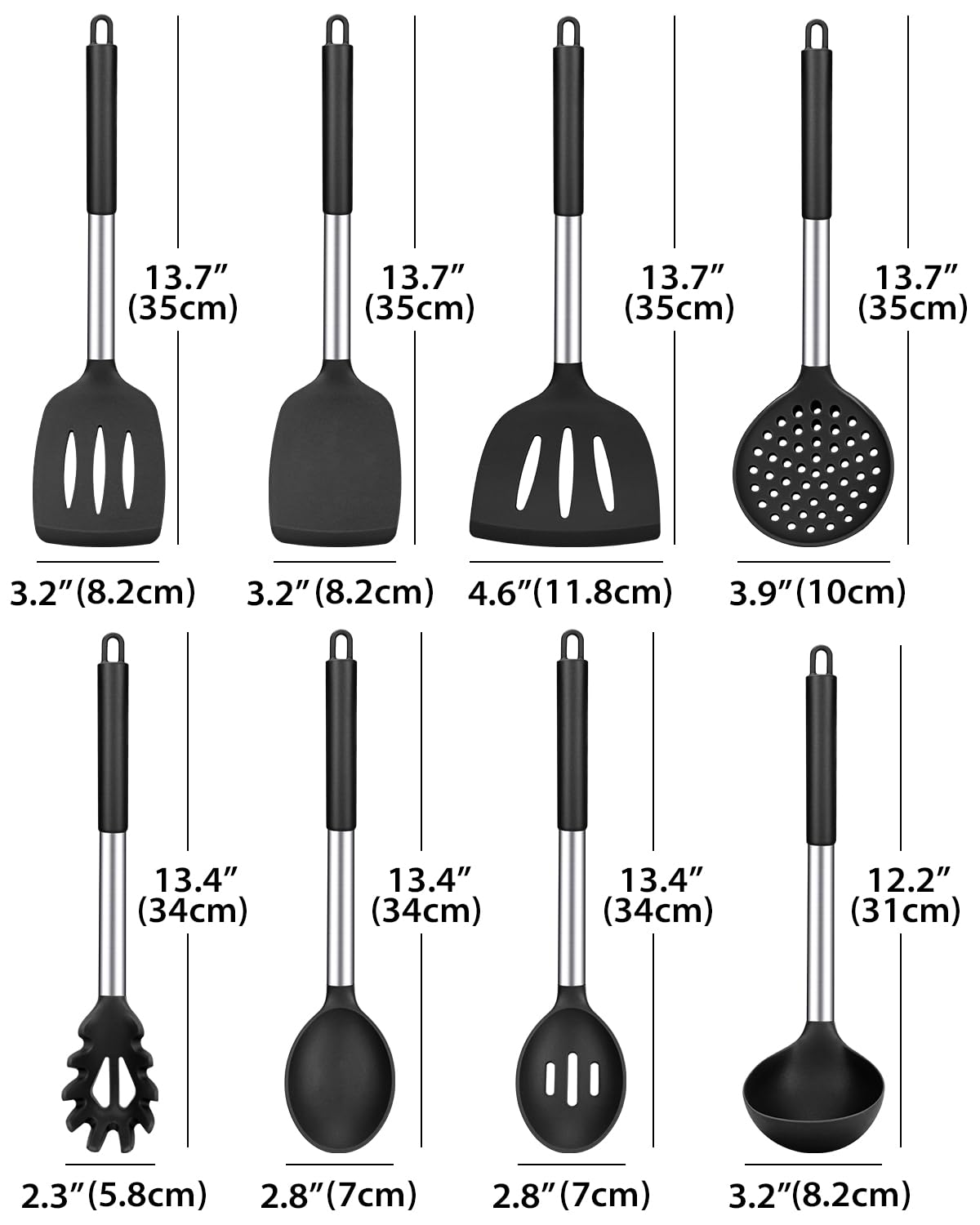 Foto 2 | Juego De Utensilios De Cocina Bundlepro De Silicona, 8 Piezas Con Juego De Acero Inoxidable - Venta Internacional.