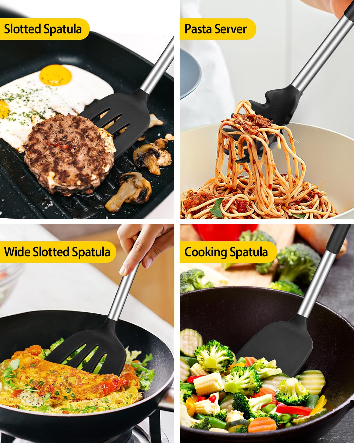 Foto 4 pulgar | Juego De Utensilios De Cocina Bundlepro De Silicona, 8 Piezas Con Juego De Acero Inoxidable - Venta Internacional.