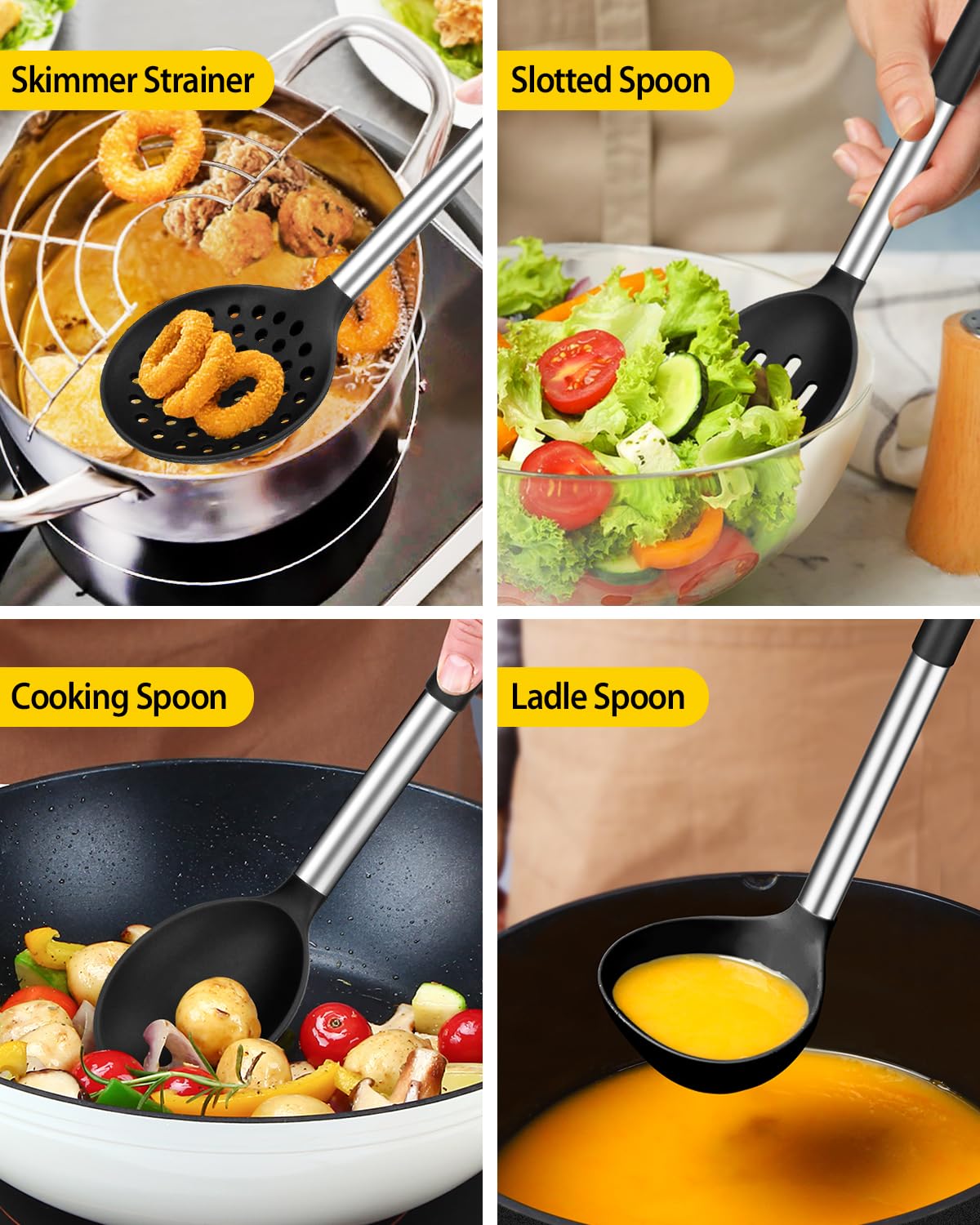 Foto 4 | Juego De Utensilios De Cocina Bundlepro De Silicona, 8 Piezas Con Juego De Acero Inoxidable - Venta Internacional.