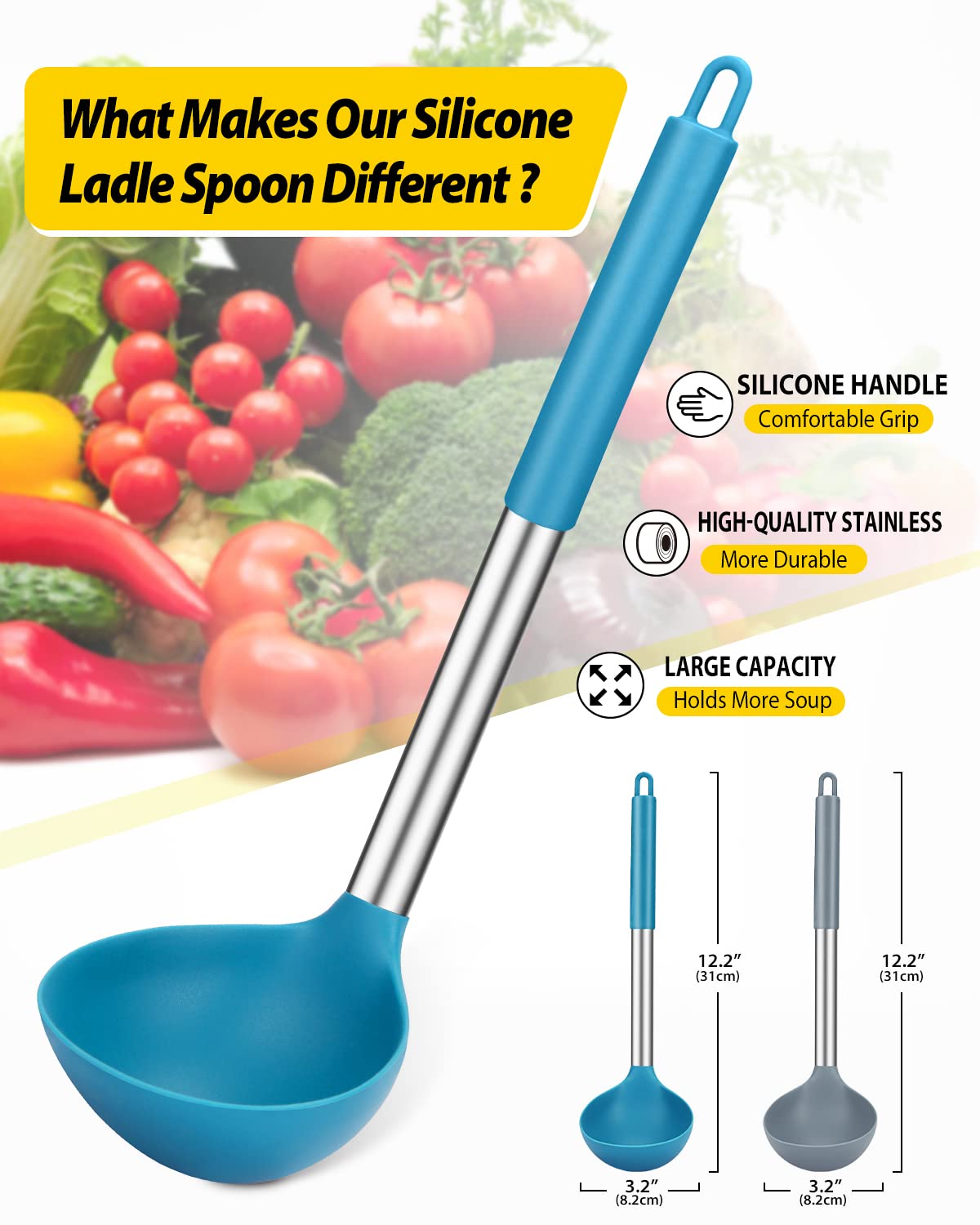 Foto 3 pulgar | Ladle Spoon Bundlepro, Paquete De 2 Unidades, Silicona, Muy Resistentes Al Calor - Venta Internacional.