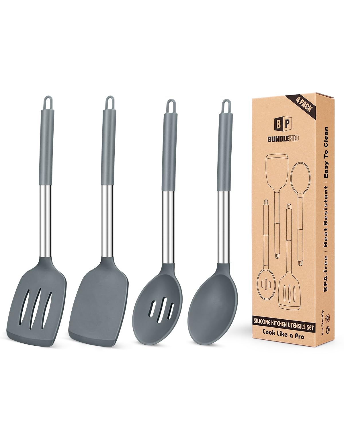 Foto 2 pulgar | Juego De Utensilios De Cocina Bundlepro, Silicona Antiadherente, 4 Piezas - Venta Internacional.