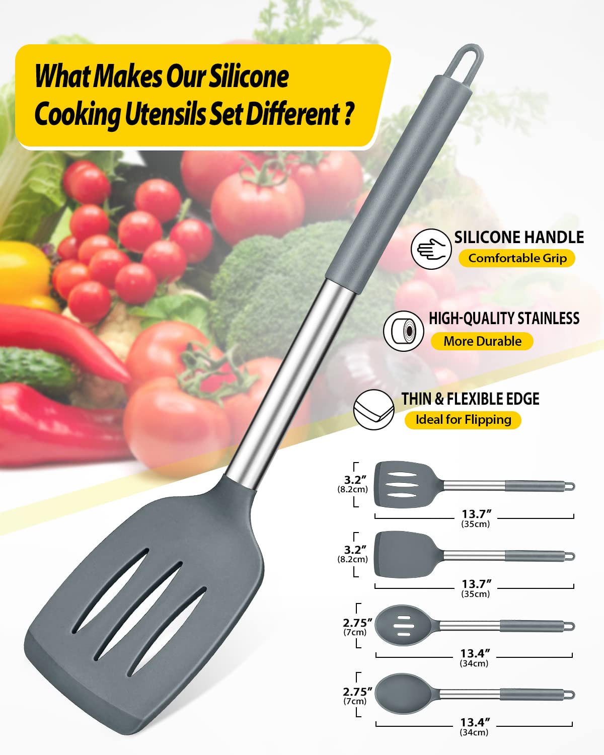 Foto 3 pulgar | Juego De Utensilios De Cocina Bundlepro, Silicona Antiadherente, 4 Piezas - Venta Internacional.