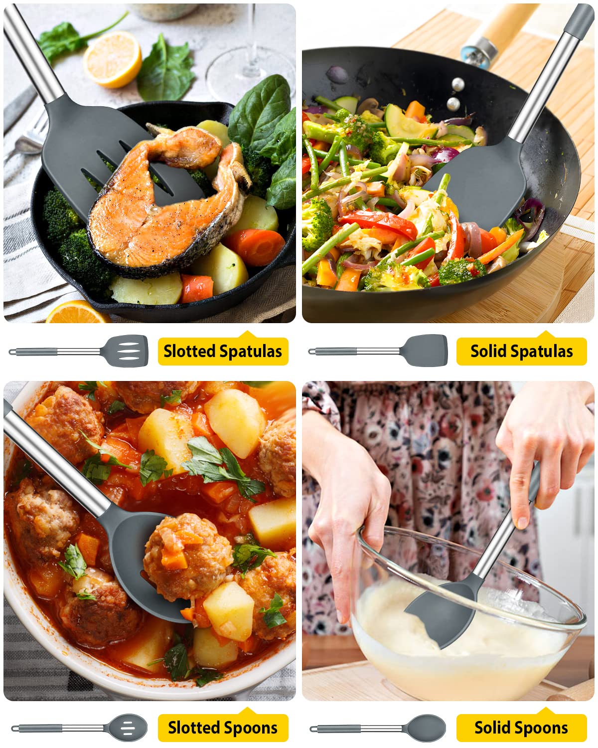 Foto 4 pulgar | Juego De Utensilios De Cocina Bundlepro, Silicona Antiadherente, 4 Piezas - Venta Internacional.