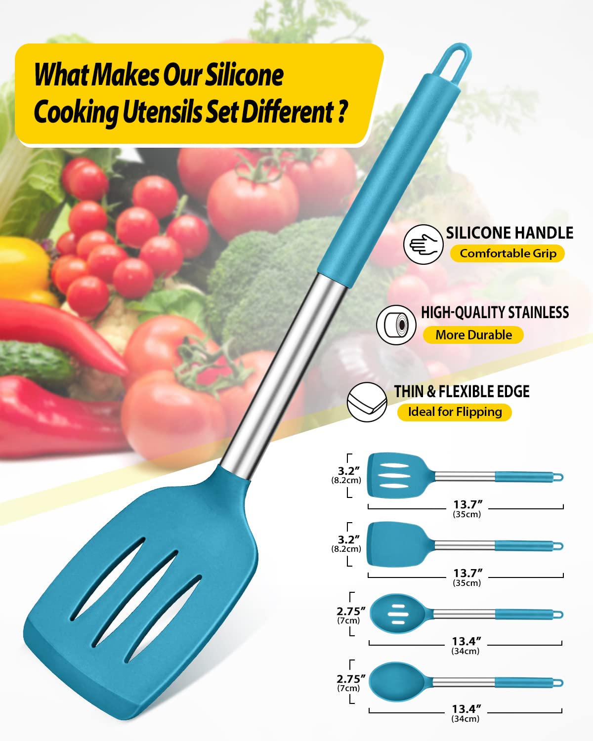 Foto 3 pulgar | Juego De Utensilios De Cocina Bundlepro, Silicona Antiadherente, 4 Piezas - Venta Internacional.