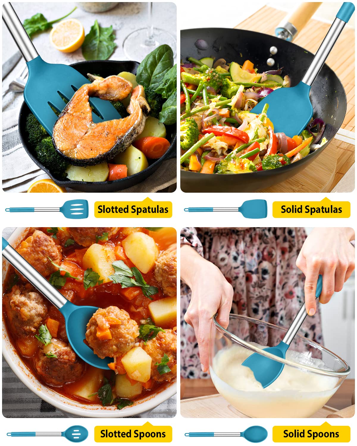 Foto 4 pulgar | Juego De Utensilios De Cocina Bundlepro, Silicona Antiadherente, 4 Piezas - Venta Internacional.