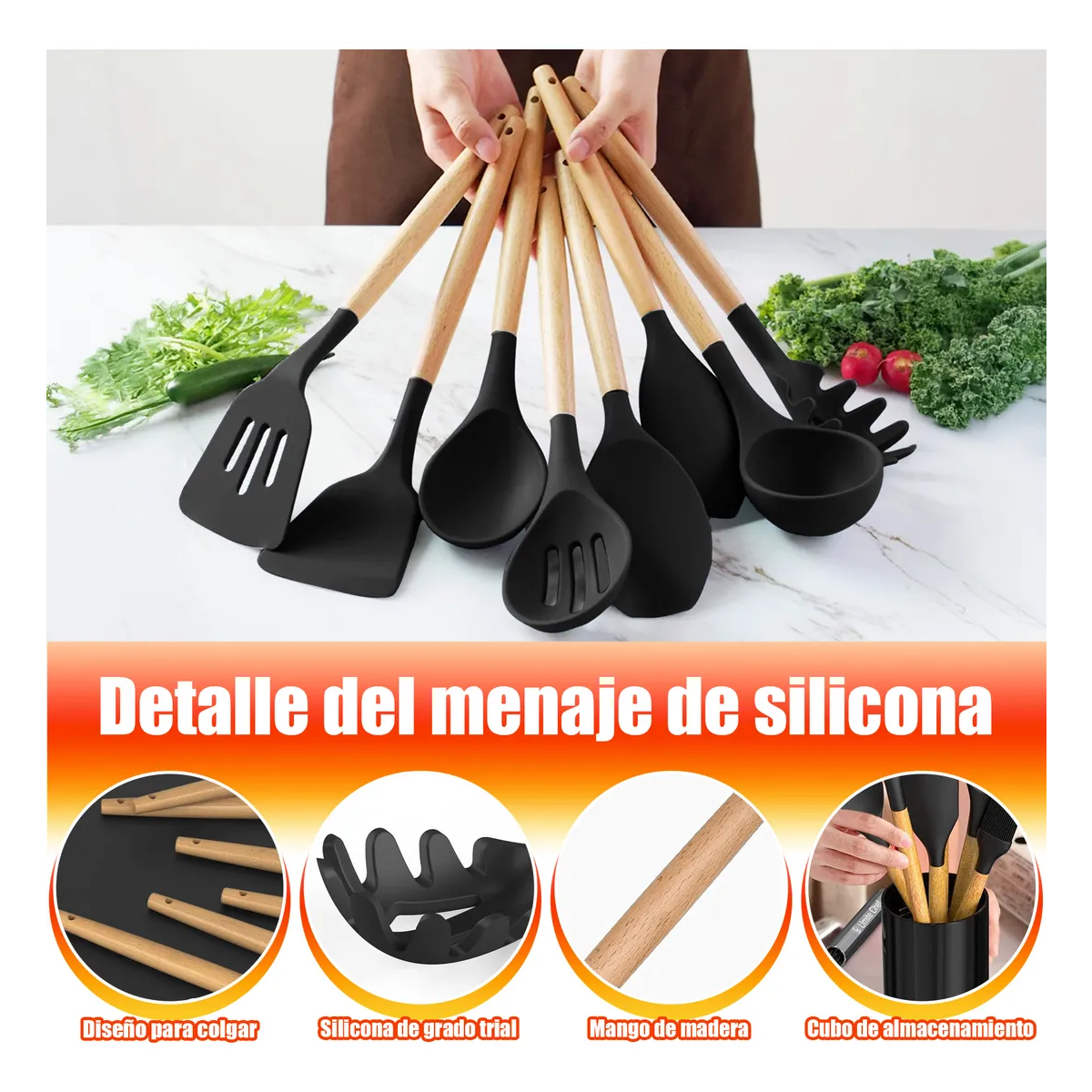 Foto 5 pulgar | Utensilios Silicona Cocina Espatulas Reposteria 12 Set Lab.g Multicolor