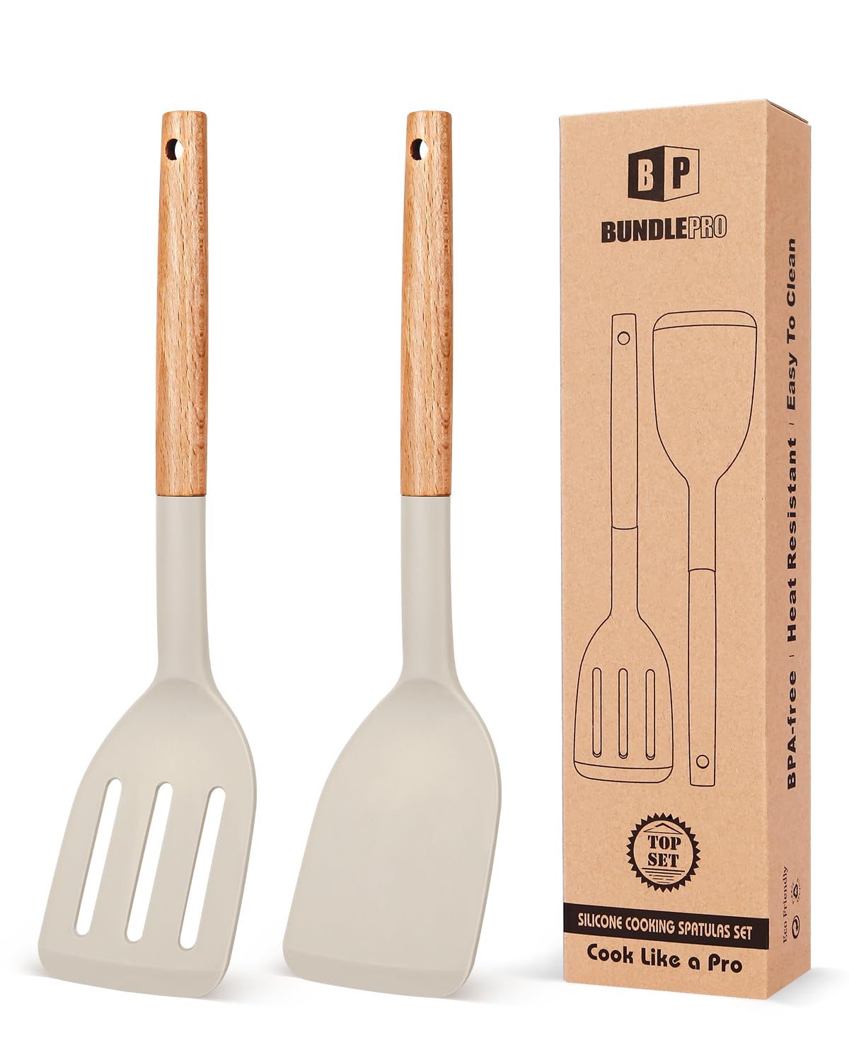 Foto 2 pulgar | Espátula De Cocina Bundlepro De Silicona Resistente Al Calor, Juego De 2 - Venta Internacional.