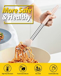 Foto 3 | Set De Utensilios De Cocina: Tenedor Y Cucharón De Silicona Para Pasta - Venta Internacional.