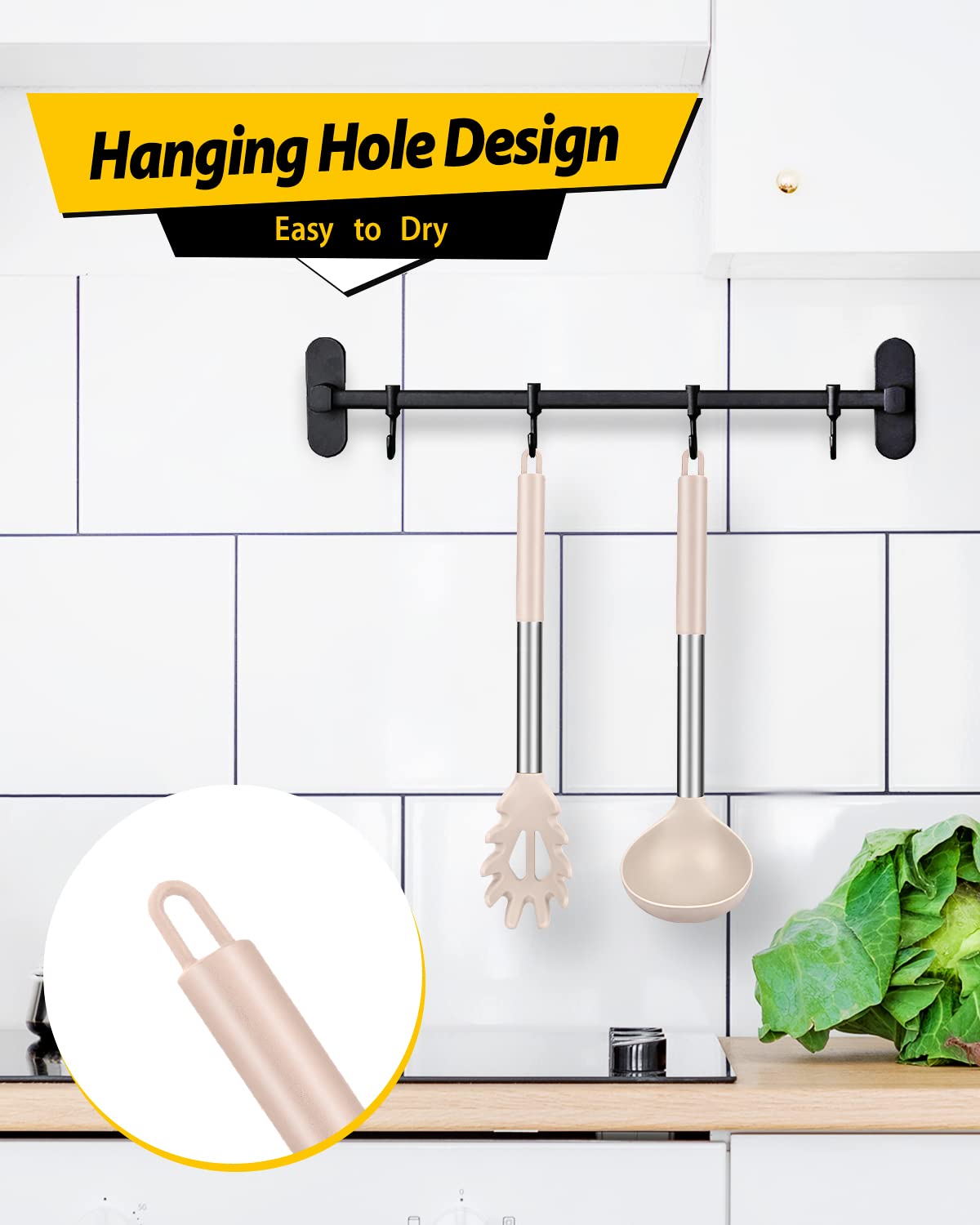 Foto 7 pulgar | Set De Utensilios De Cocina: Tenedor Y Cucharón De Silicona Para Pasta - Venta Internacional.