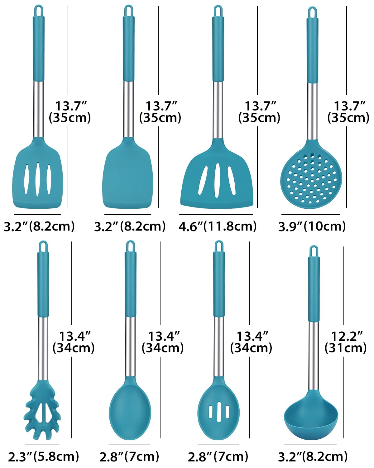 Foto 2 | Juego De Utensilios De Cocina Bundlepro Silicone 8 Piezas Con Acero Inoxidable - Venta Internacional.