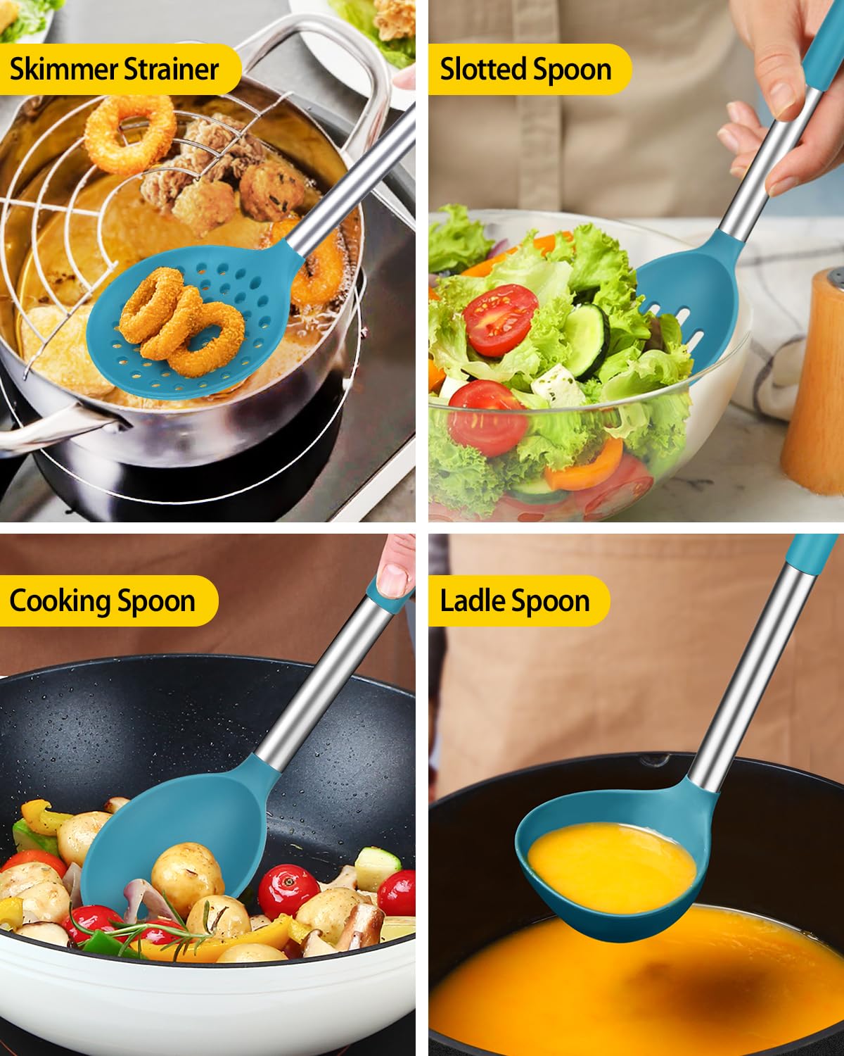 Foto 4 | Juego De Utensilios De Cocina Bundlepro Silicone 8 Piezas Con Acero Inoxidable - Venta Internacional.