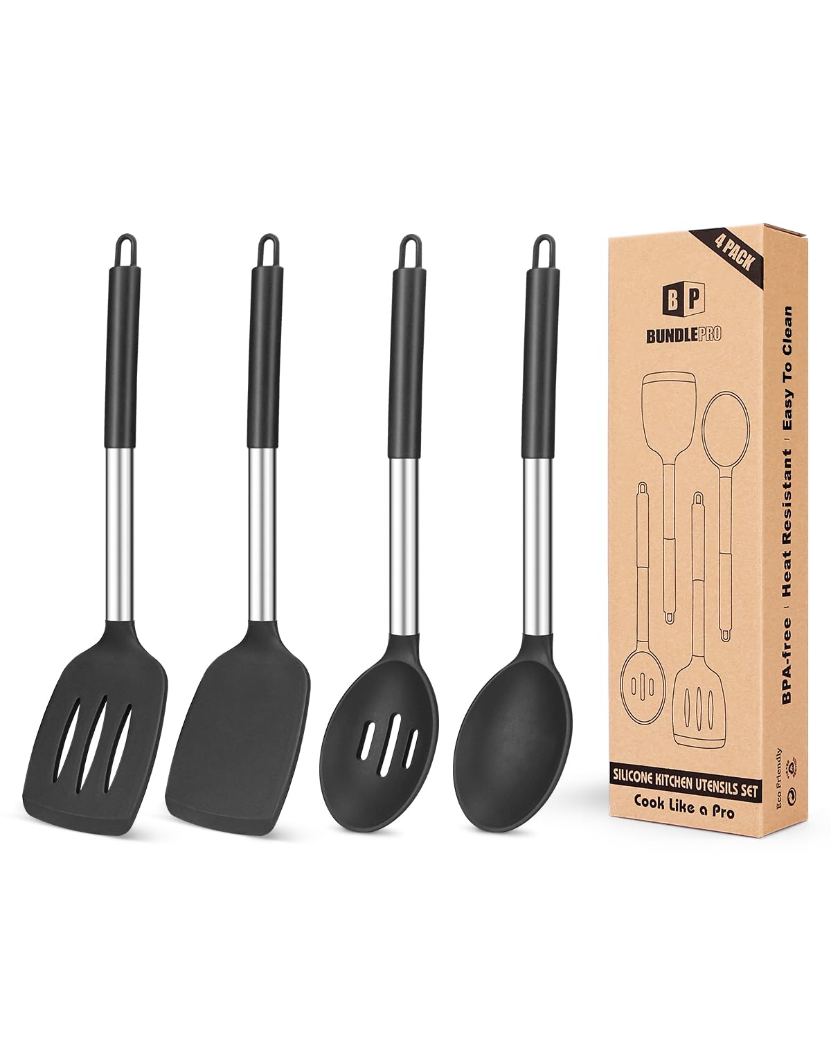 Foto 2 pulgar | Juego De Utensilios De Cocina Bundlepro, Silicona Antiadherente, 4 Piezas - Venta Internacional.