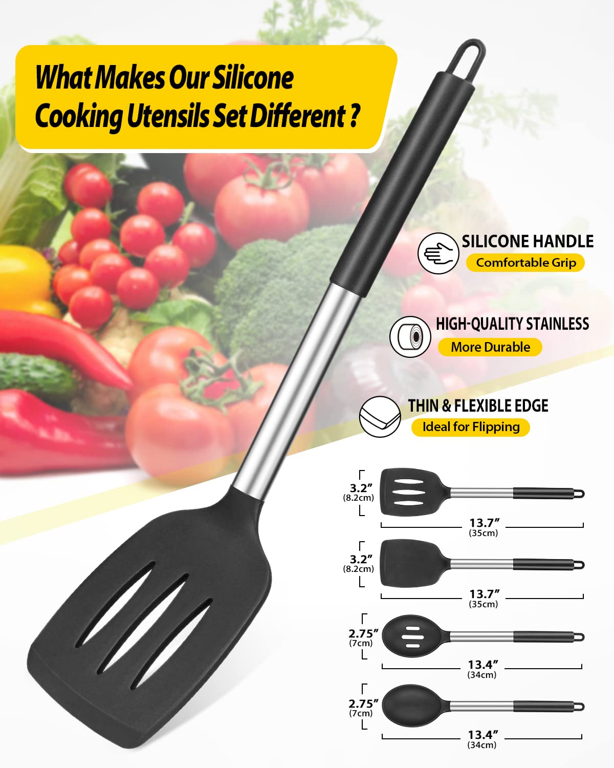 Foto 2 | Juego De Utensilios De Cocina Bundlepro, Silicona Antiadherente, 4 Piezas - Venta Internacional.