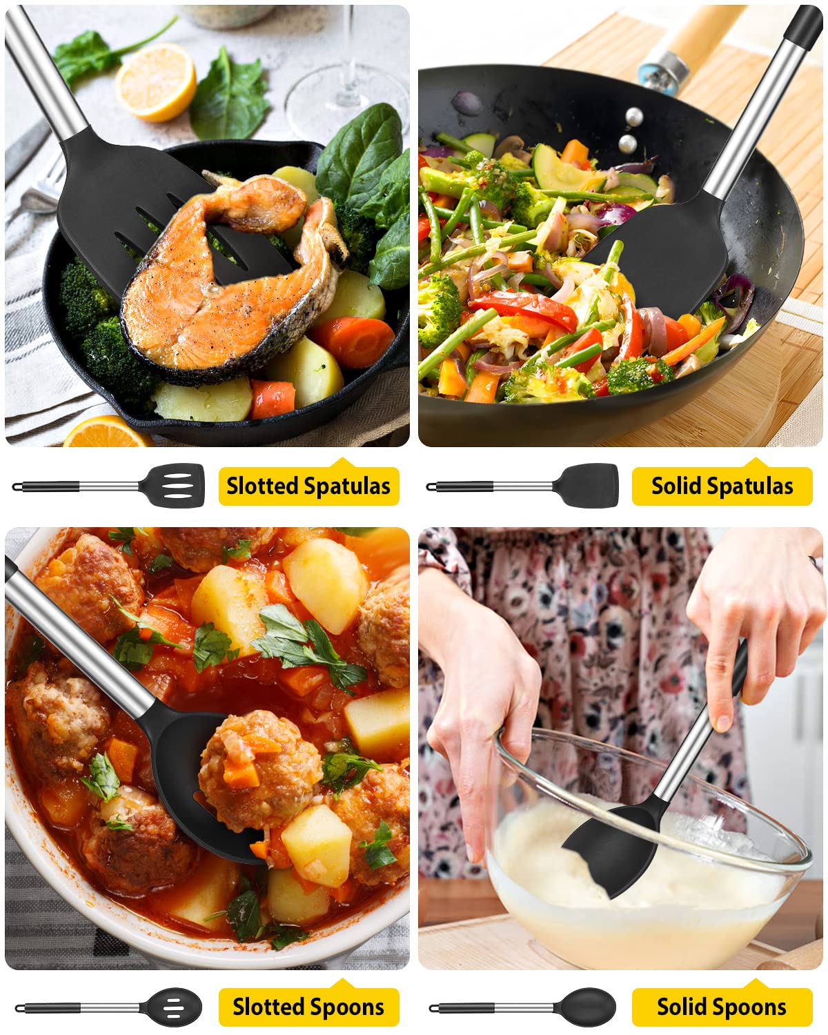 Foto 4 pulgar | Juego De Utensilios De Cocina Bundlepro, Silicona Antiadherente, 4 Piezas - Venta Internacional.