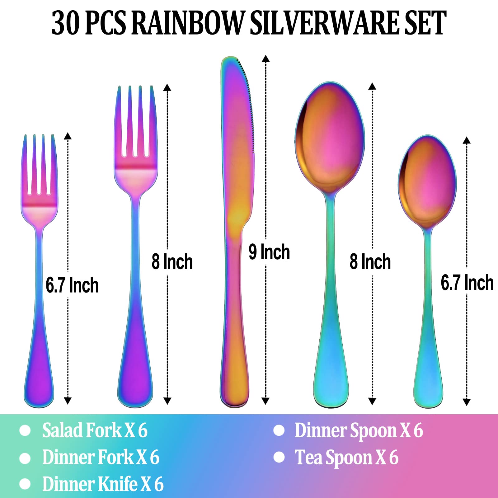 Foto 3 pulgar | Juego De Cubiertos Mutnitt Rainbow 30 Piezas Service Para 6 - Venta Internacional.