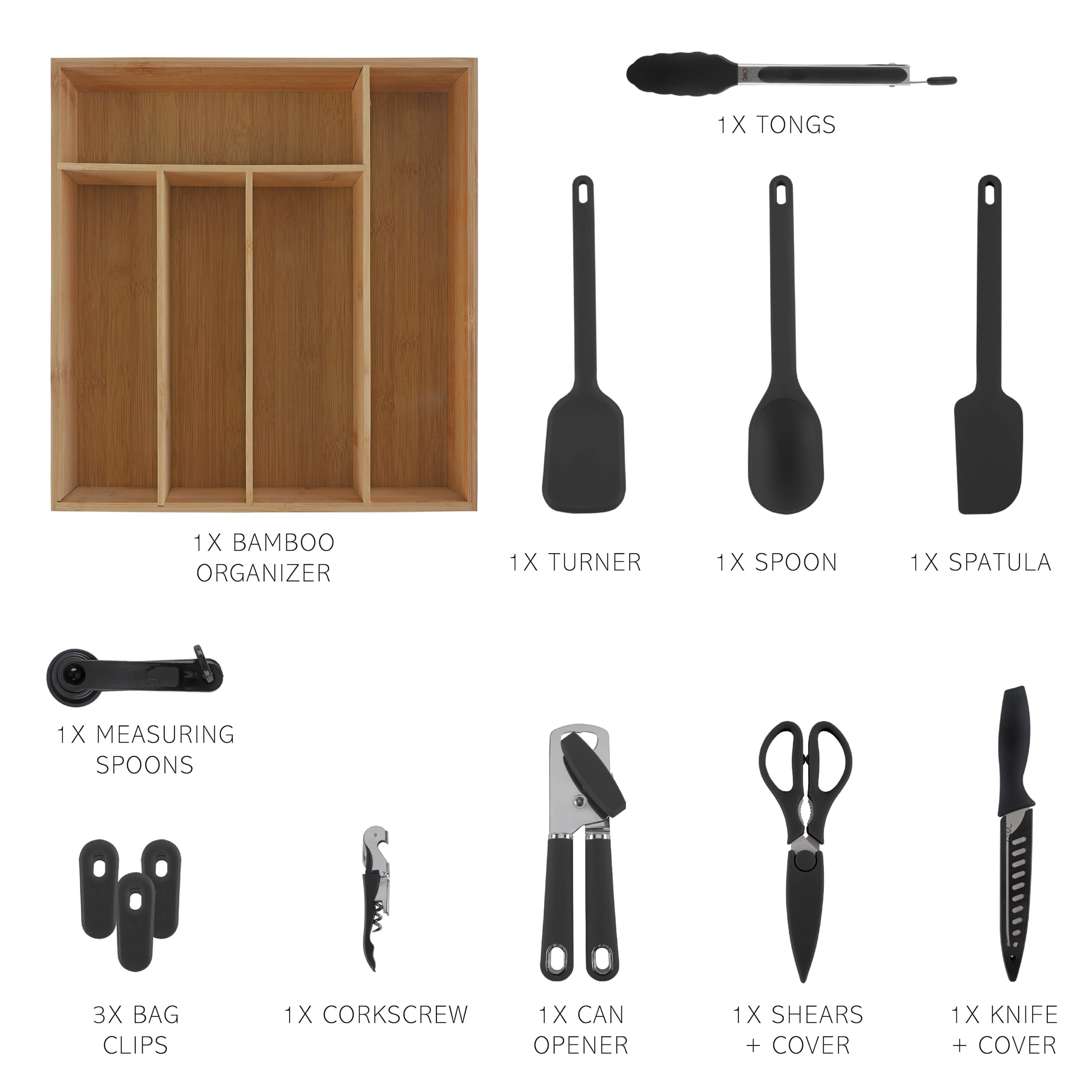 Foto 3 pulgar | Juego De Utensilios De Cocina Cook With Color Bamboo, 18 Piezas Con Organizador - Venta Internacional.