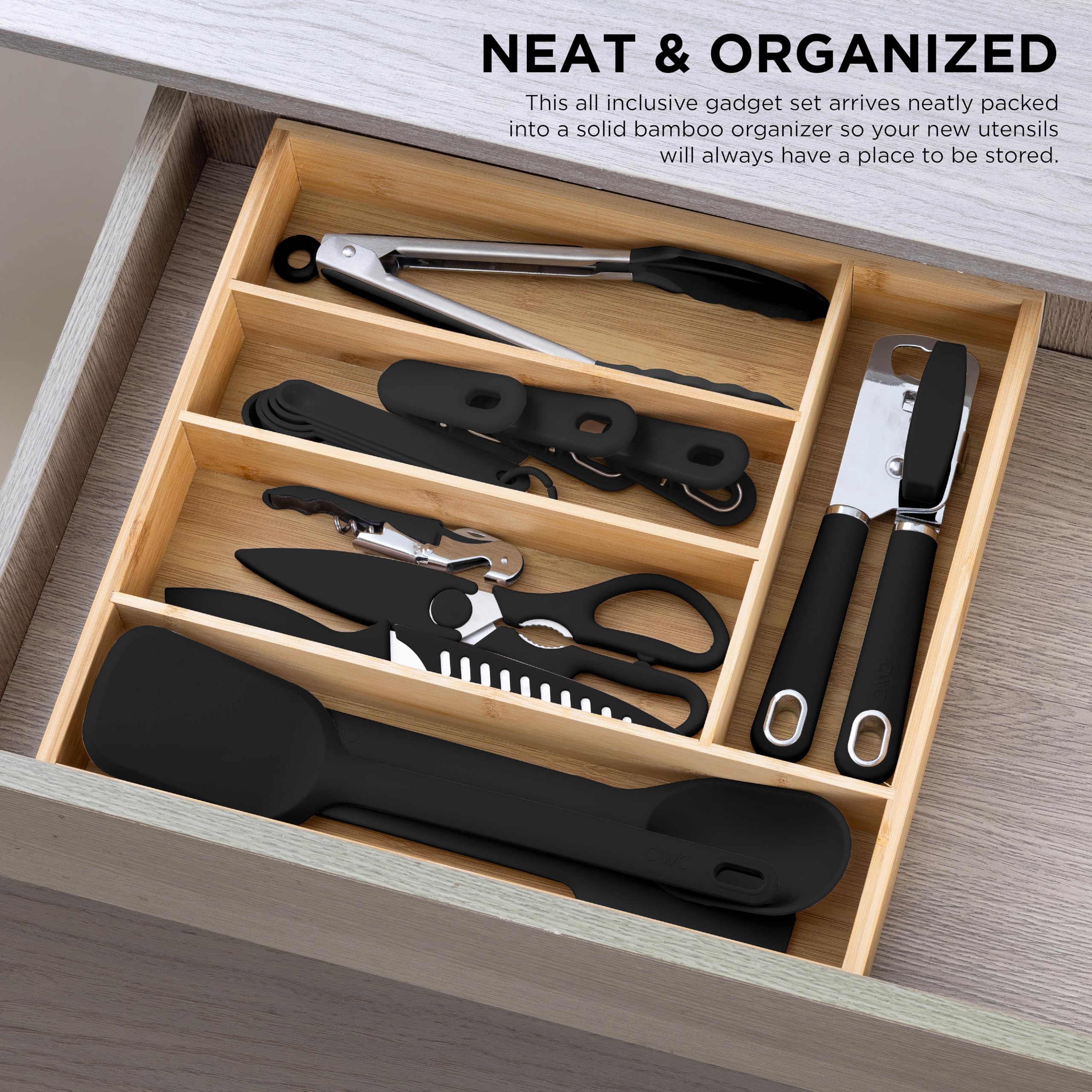 Foto 4 pulgar | Juego De Utensilios De Cocina Cook With Color Bamboo, 18 Piezas Con Organizador - Venta Internacional.