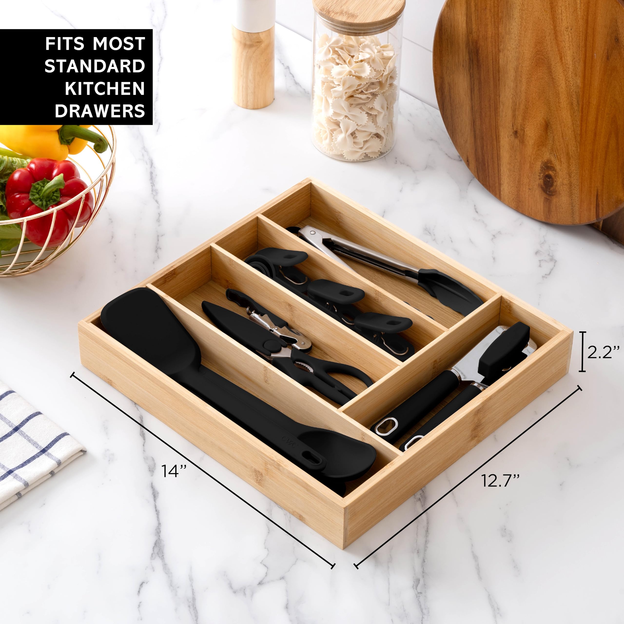 Foto 6 pulgar | Juego De Utensilios De Cocina Cook With Color Bamboo, 18 Piezas Con Organizador - Venta Internacional.