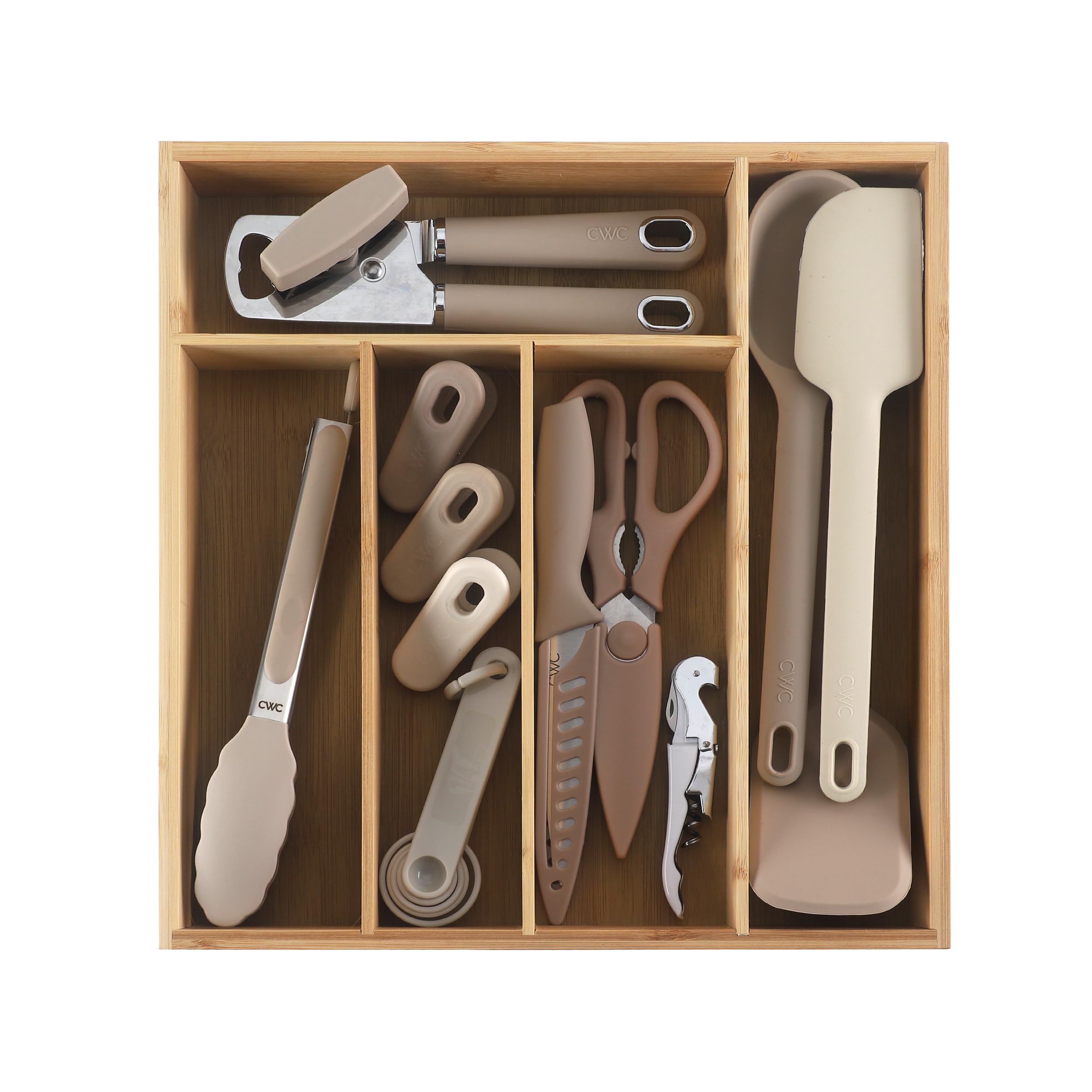 Juego De Utensilios De Cocina Cook With Color Bamboo, 18 Piezas Con Organizador - Venta Internacional.