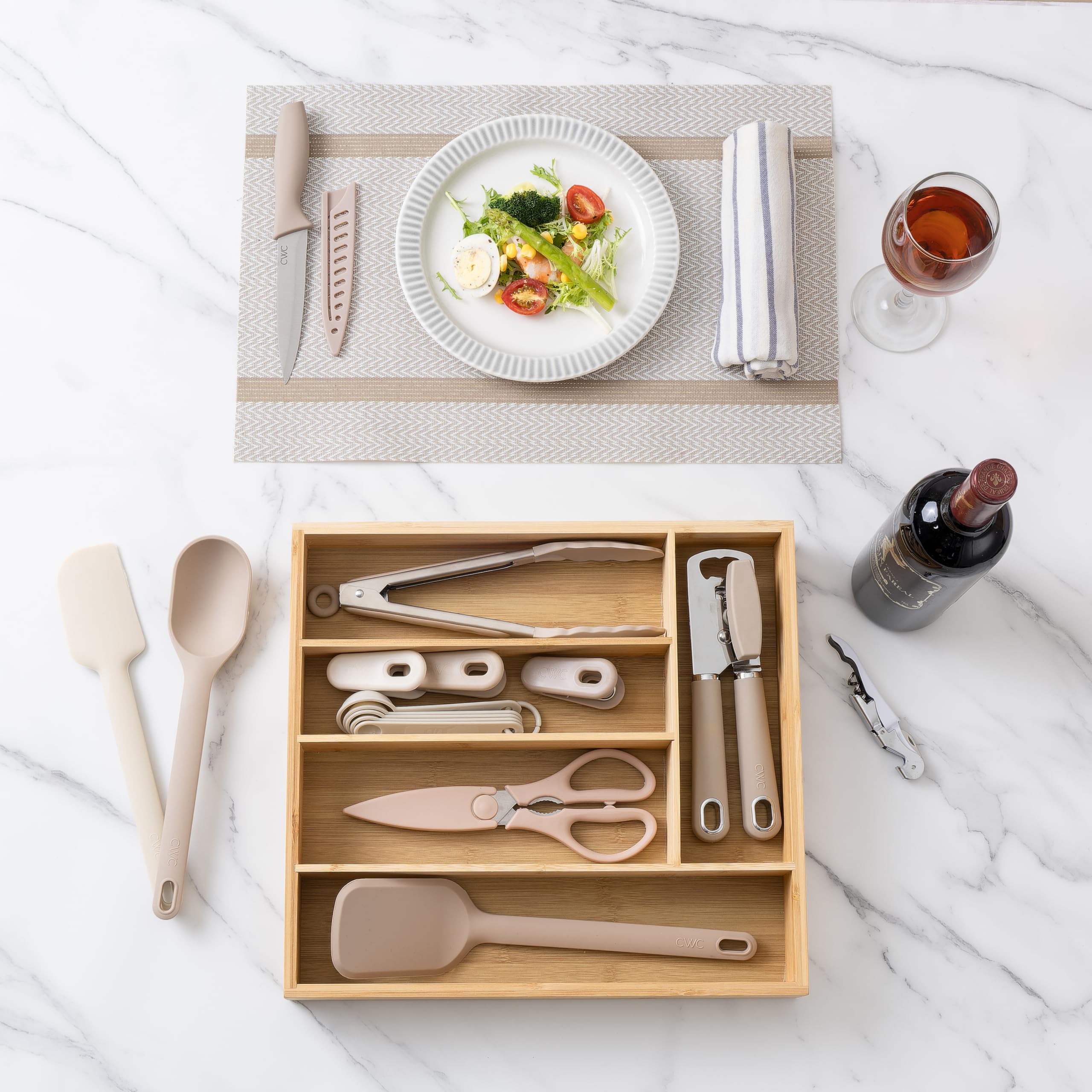 Foto 6 | Juego De Utensilios De Cocina Cook With Color Bamboo, 18 Piezas Con Organizador - Venta Internacional.