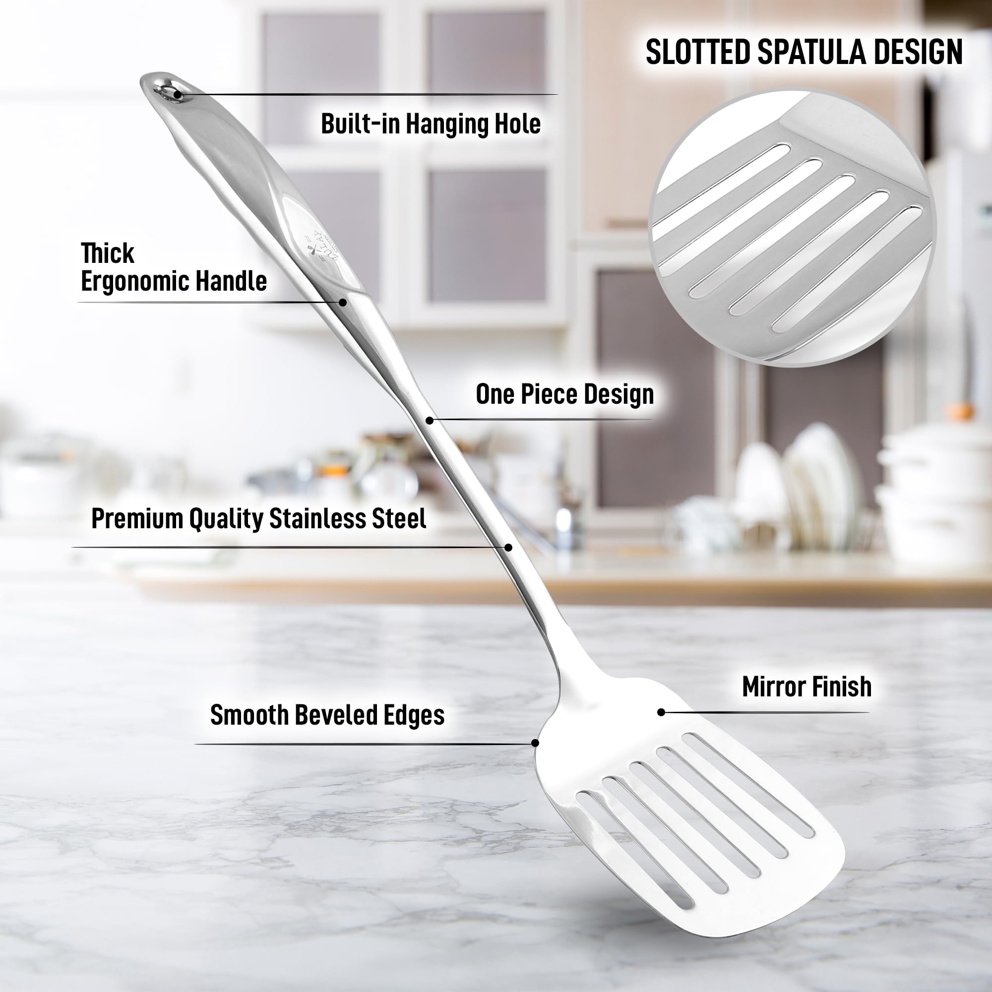 Foto 4 pulgar | Utensilio De Cocina Zulay Kitchen, De Acero Inoxidable, Ranurado - Venta Internacional.
