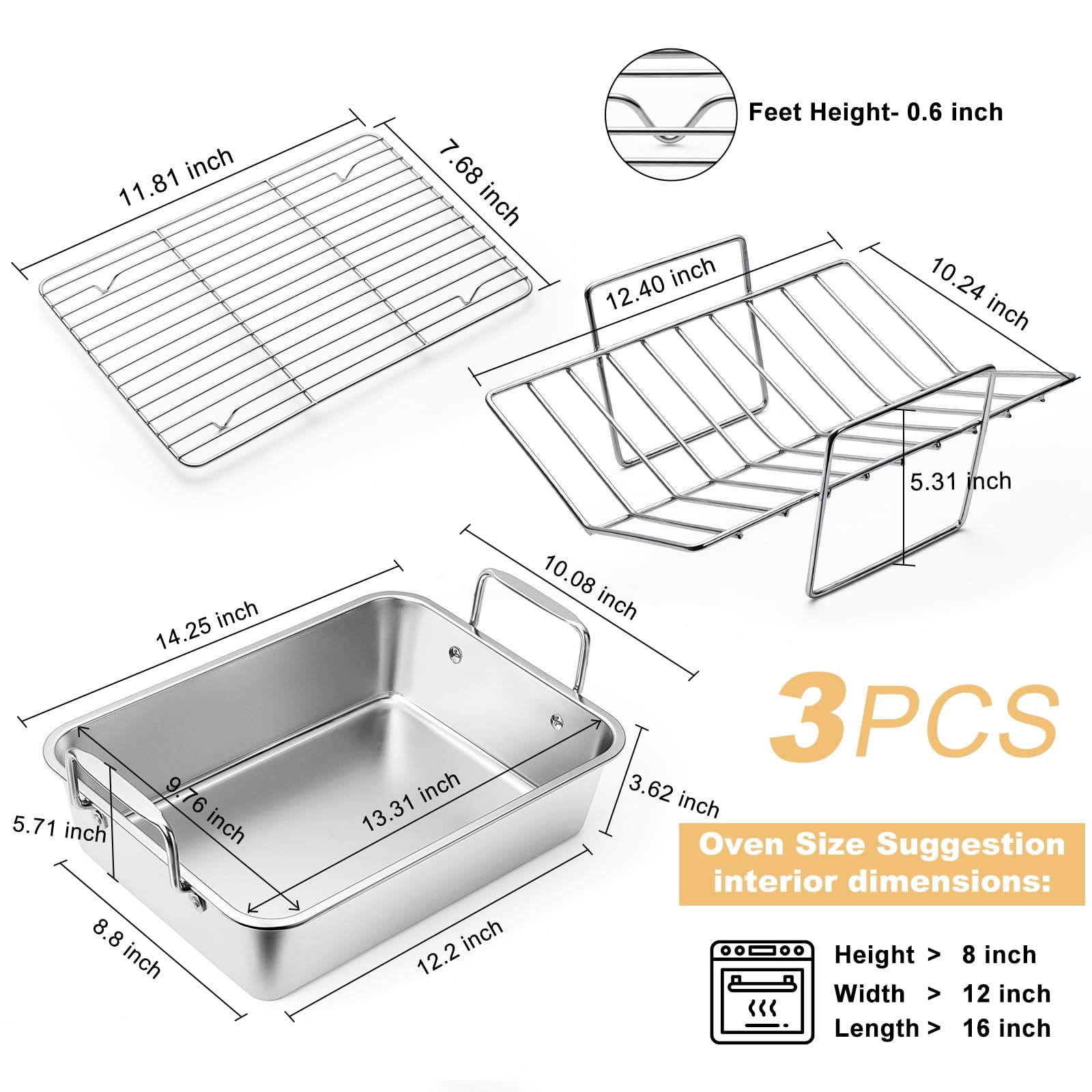 Foto 4 pulgar | Asadera Ewfen De Acero Inoxidable Para Asar Pavo, 35 X 25 Cm - Venta Internacional.