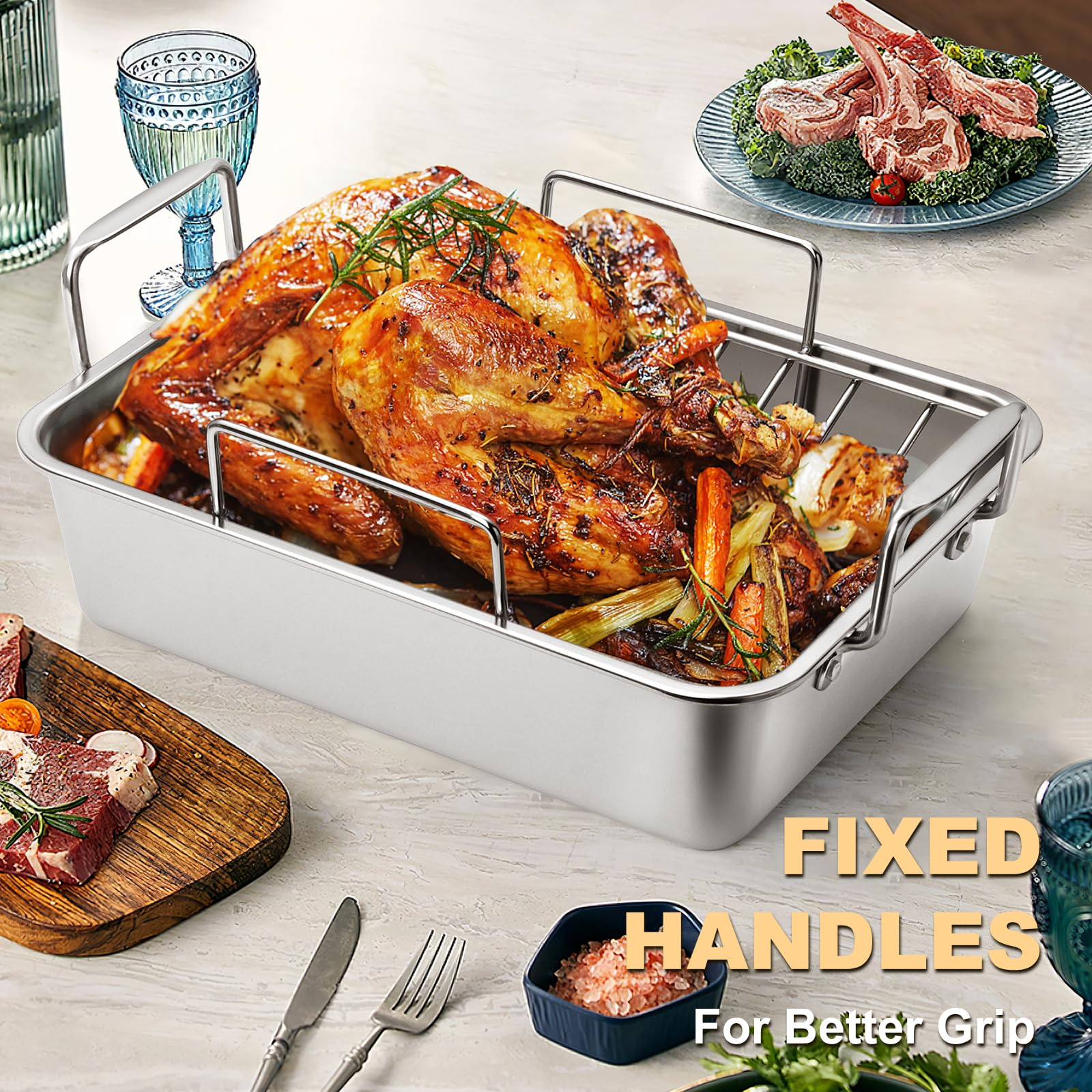 Foto 4 | Asadera Ewfen De Acero Inoxidable Para Asar Pavo, 35 X 25 Cm - Venta Internacional.