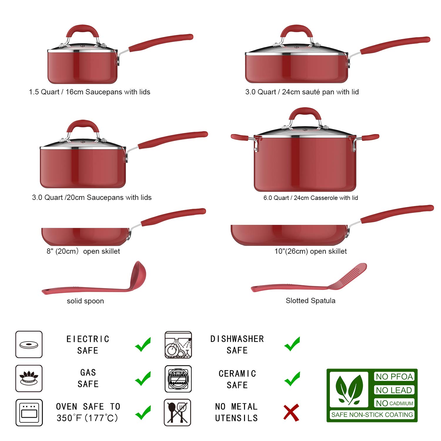 Foto 3 pulgar | Juego De Utensilios De Cocina Amazon Basics Aluminium Ns Red 12 Piezas - Venta Internacional.