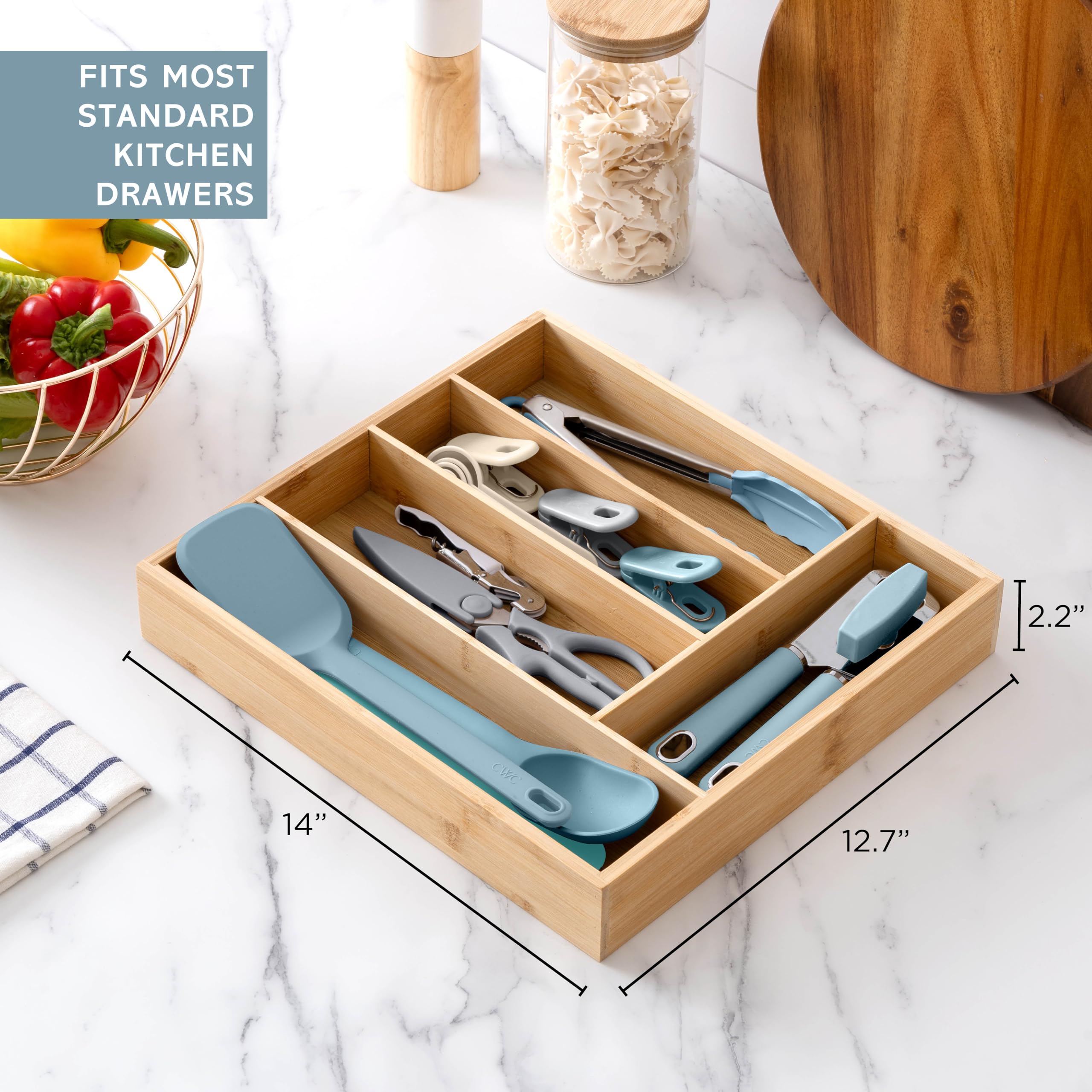 Foto 6 pulgar | Juego De Utensilios De Cocina Cook With Color Bamboo Con Cajón Azul - Venta Internacional.