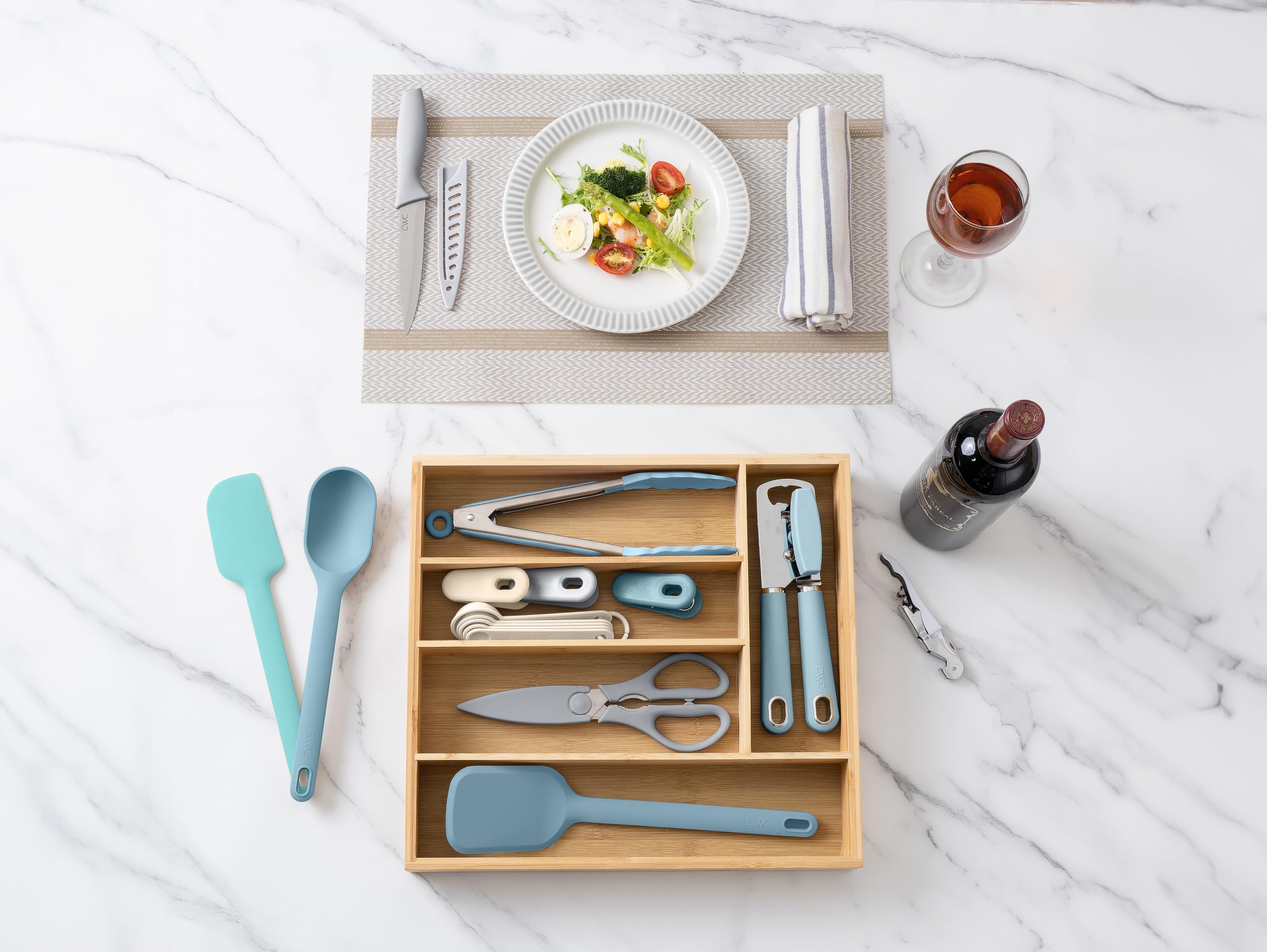 Foto 7 pulgar | Juego De Utensilios De Cocina Cook With Color Bamboo Con Cajón Azul - Venta Internacional.